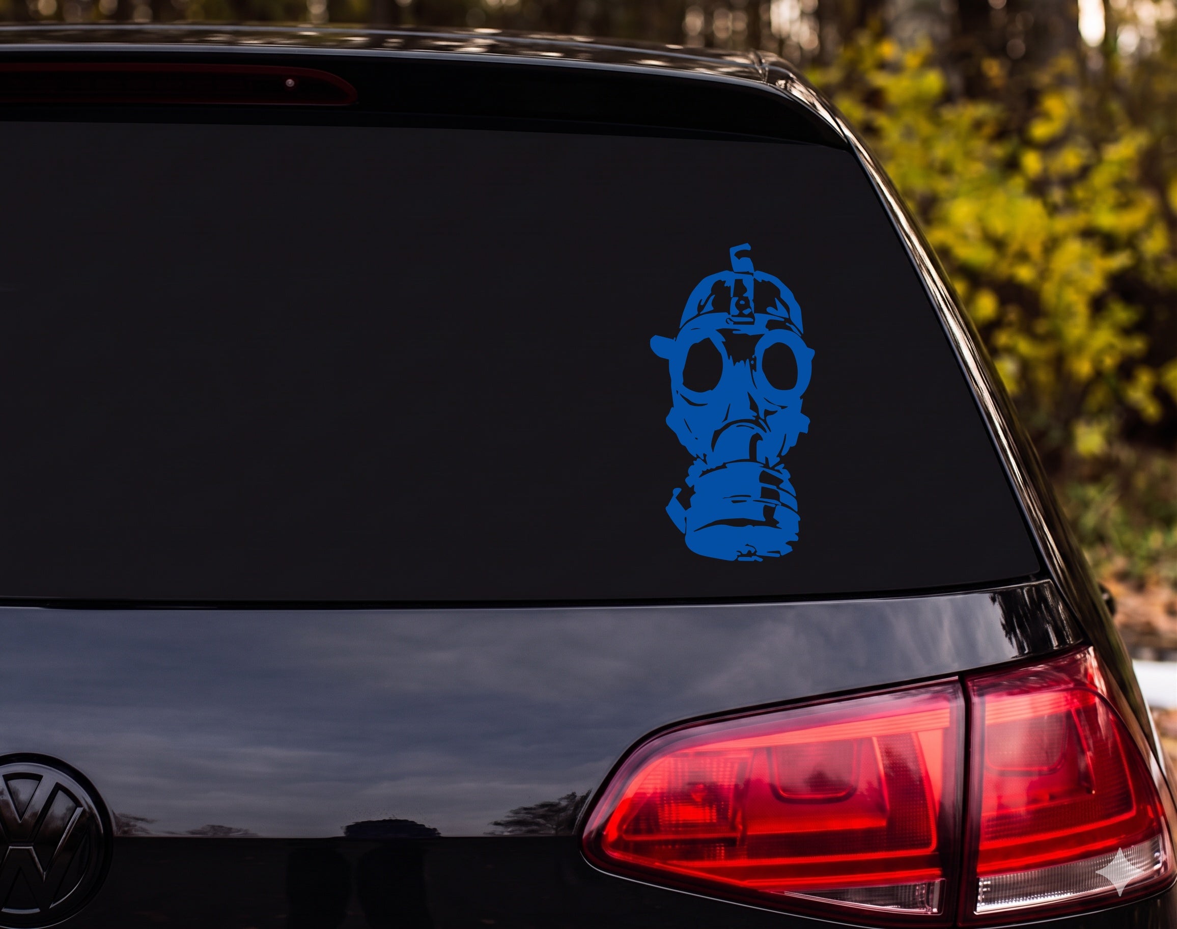 Gas Mask Stencil Street Art Ink Splatter Grunge Vinyl Decal Sticker - Blue