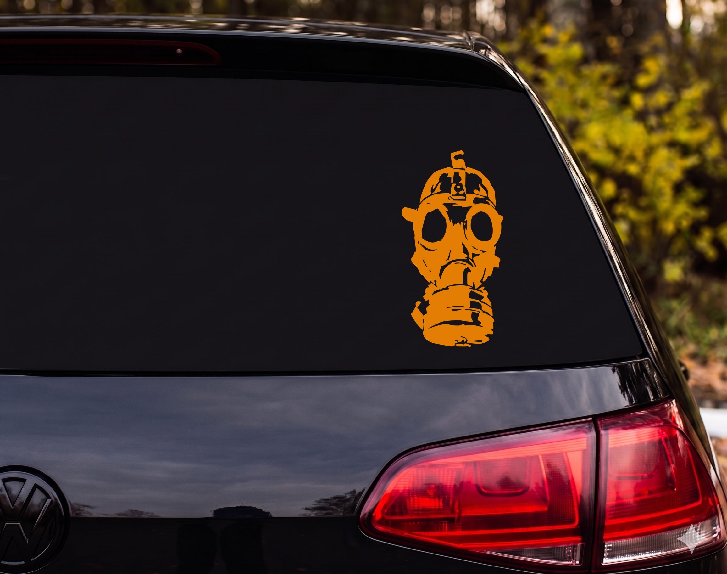 Gas Mask Stencil Street Art Ink Splatter Grunge Vinyl Decal Sticker - Orange