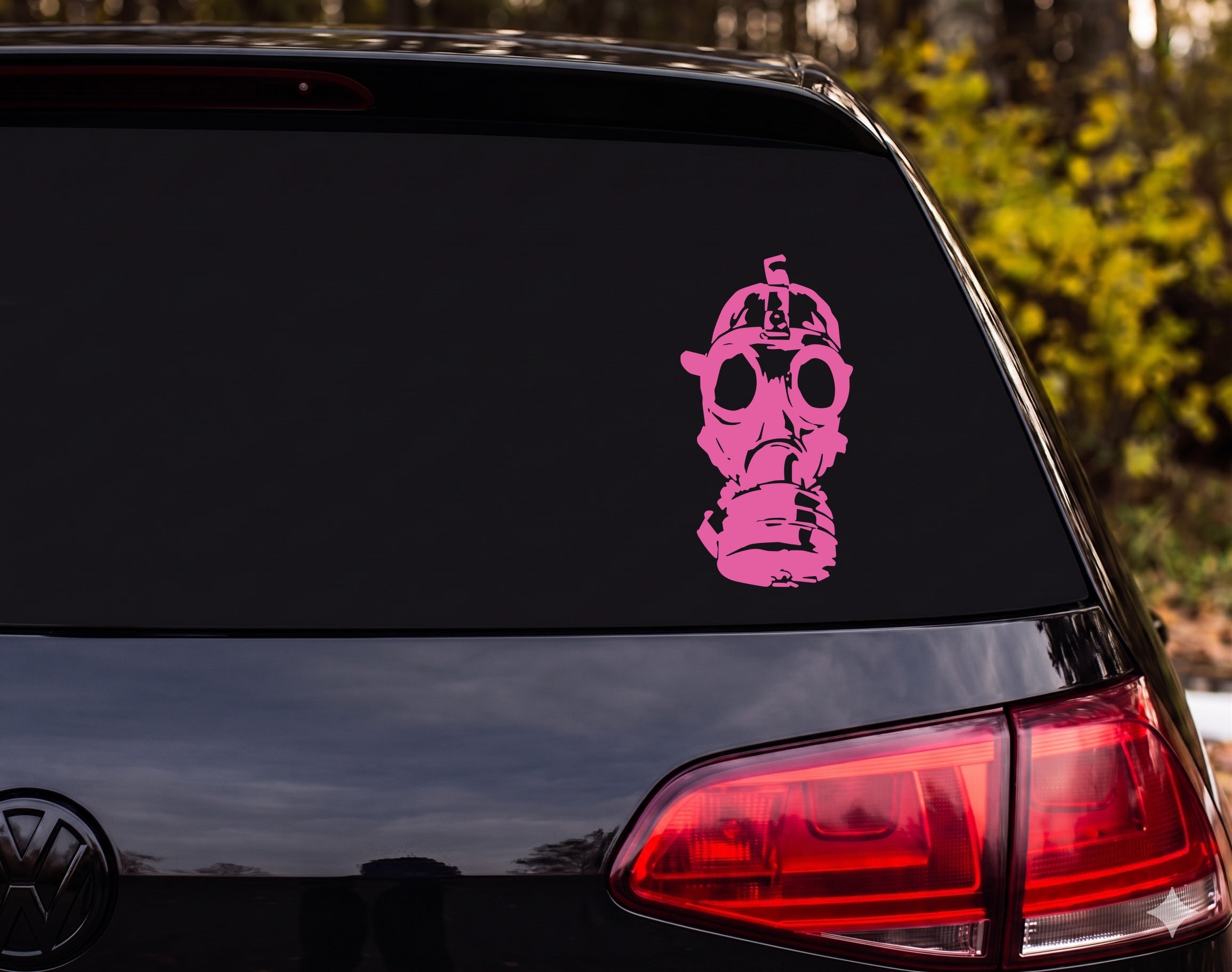 Gas Mask Stencil Street Art Ink Splatter Grunge Vinyl Decal Sticker - Pink