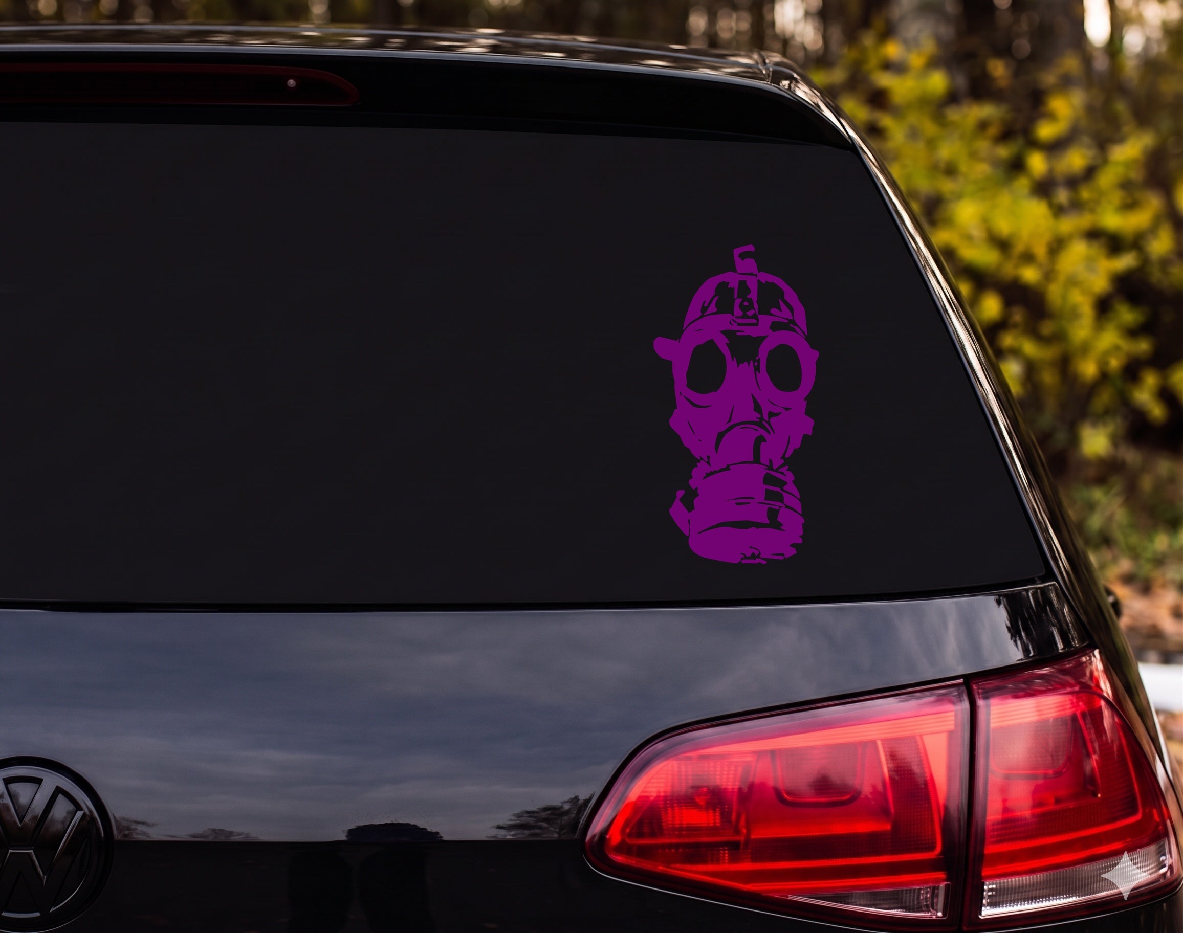 Gas Mask Stencil Street Art Ink Splatter Grunge Vinyl Decal Sticker - Purple