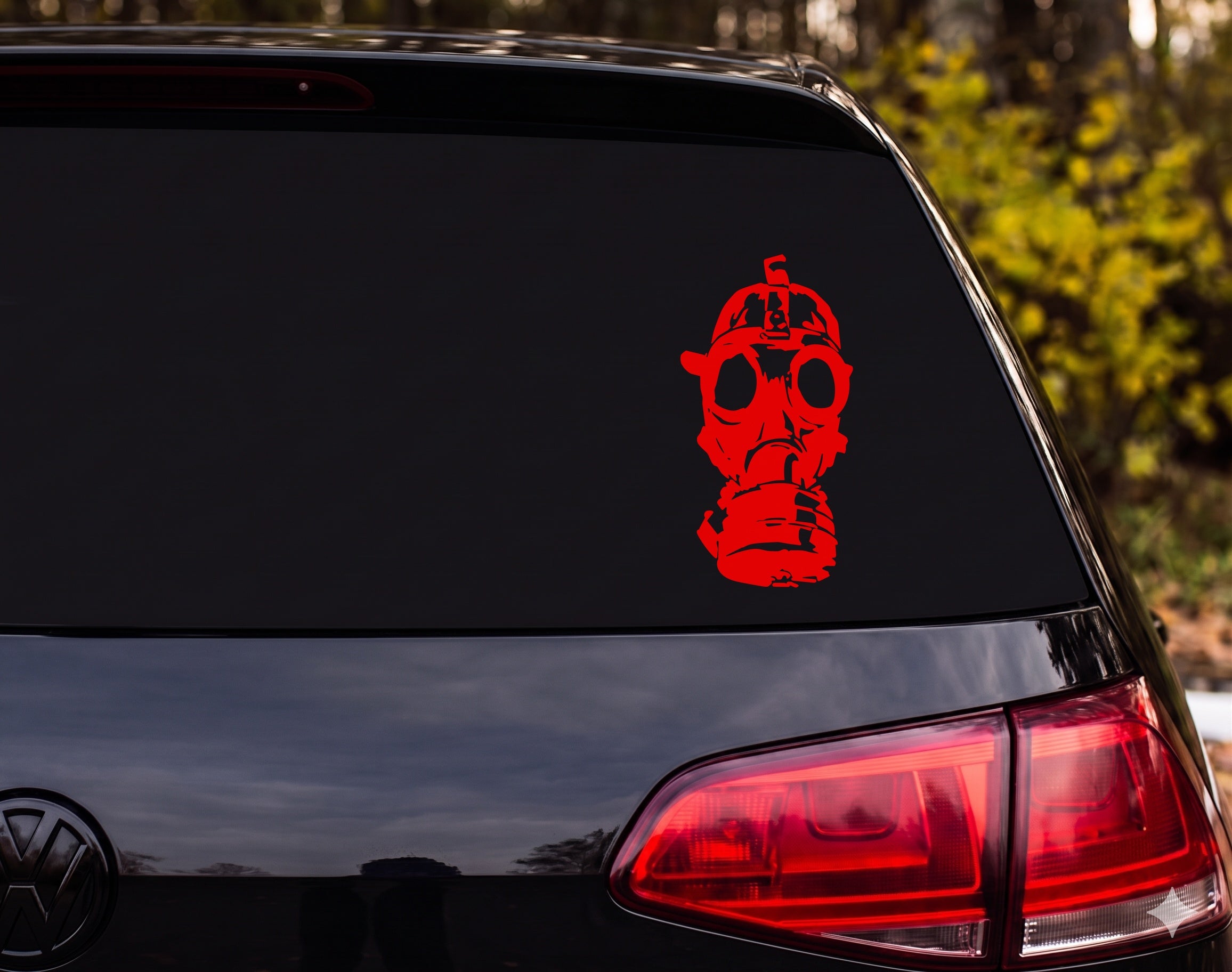 Gas Mask Stencil Street Art Ink Splatter Grunge Vinyl Decal Sticker - Red