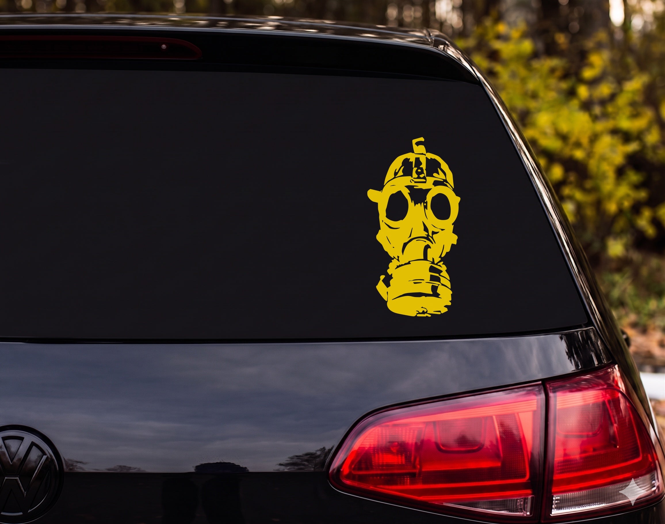 Gas Mask Stencil Street Art Ink Splatter Grunge Vinyl Decal Sticker - Yellow
