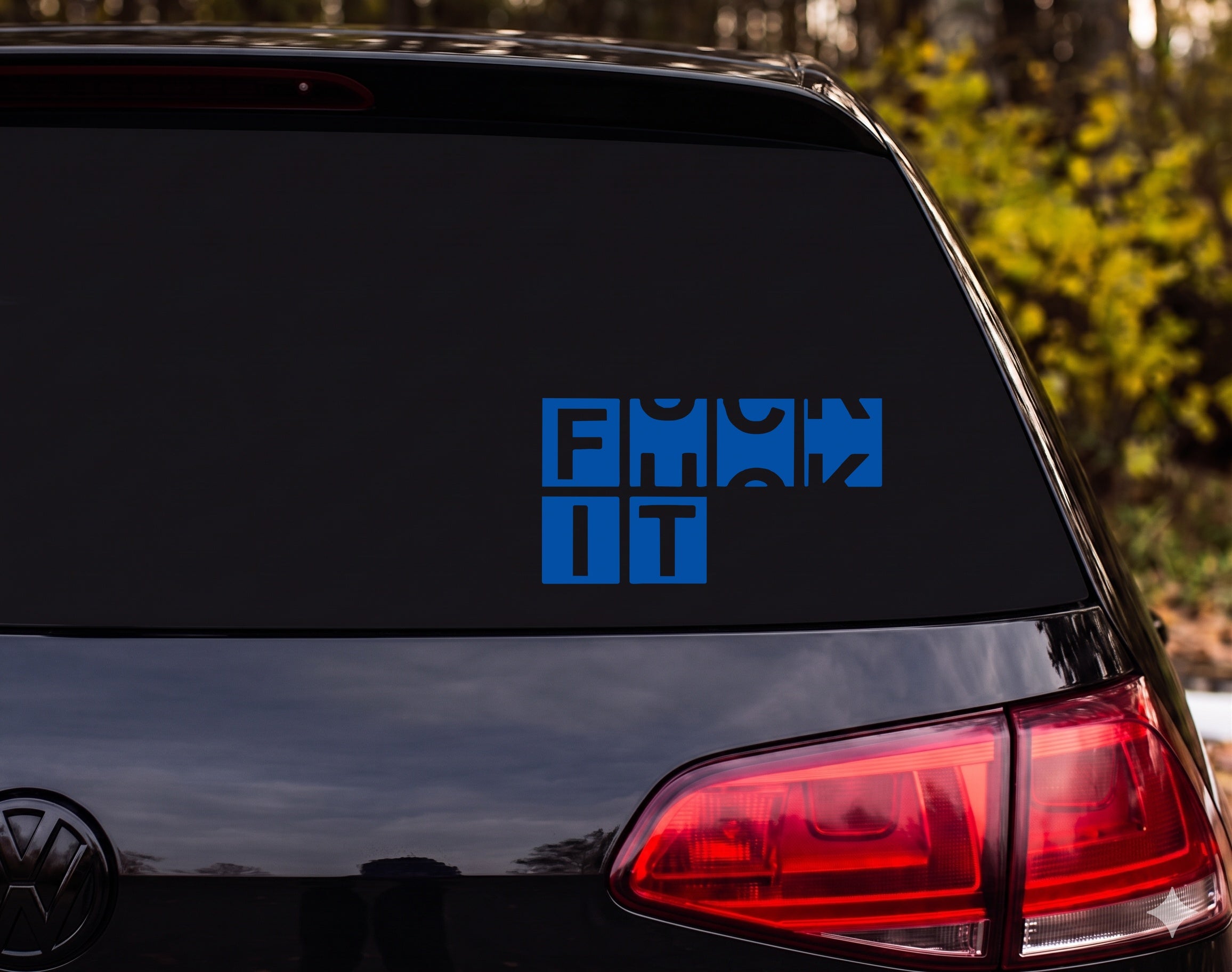 F*** IT Bold Block Letter Negative Space Vinyl Decal Sticker Car Window - Blue