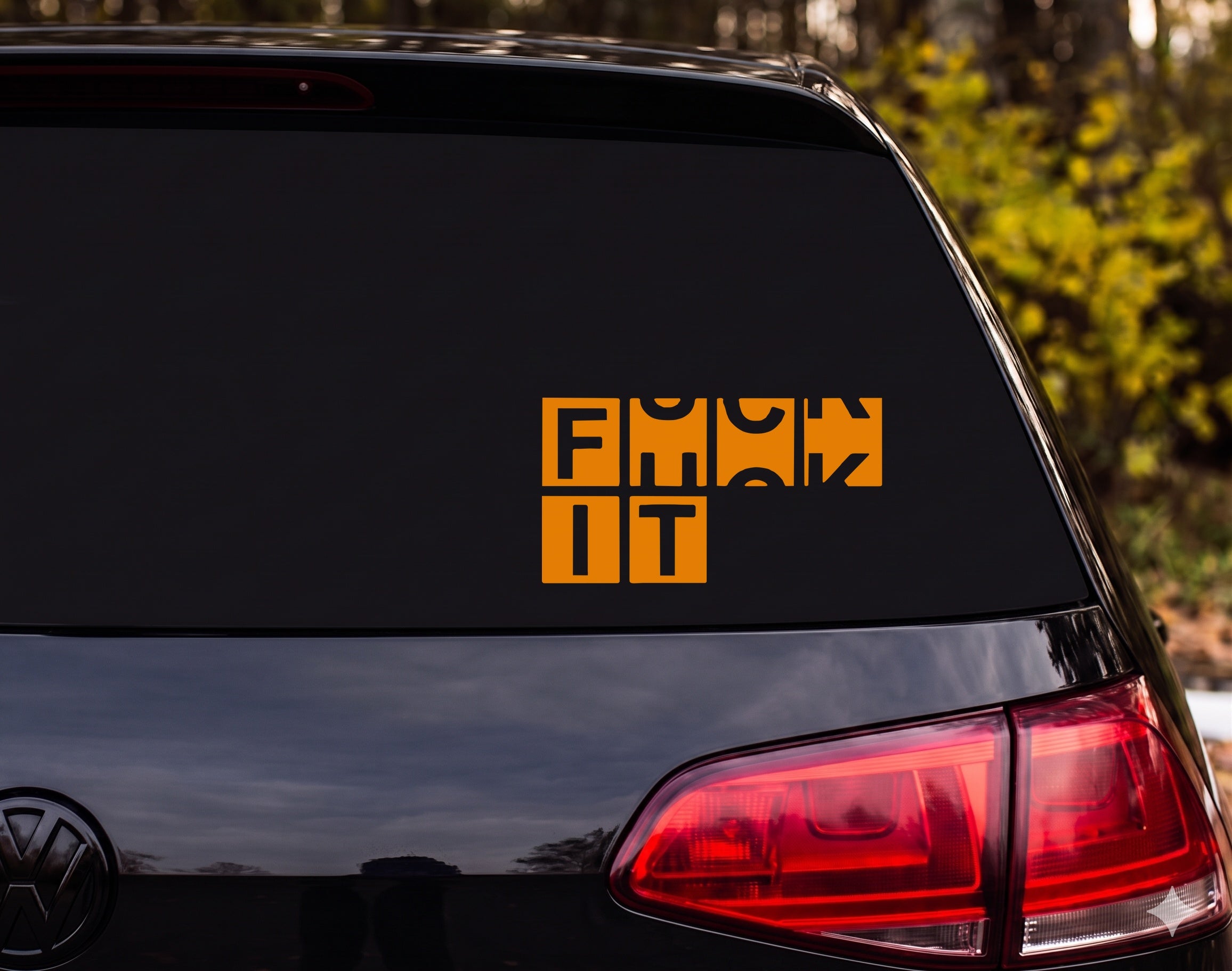 F*** IT Bold Block Letter Negative Space Vinyl Decal Sticker Car Window - Orange