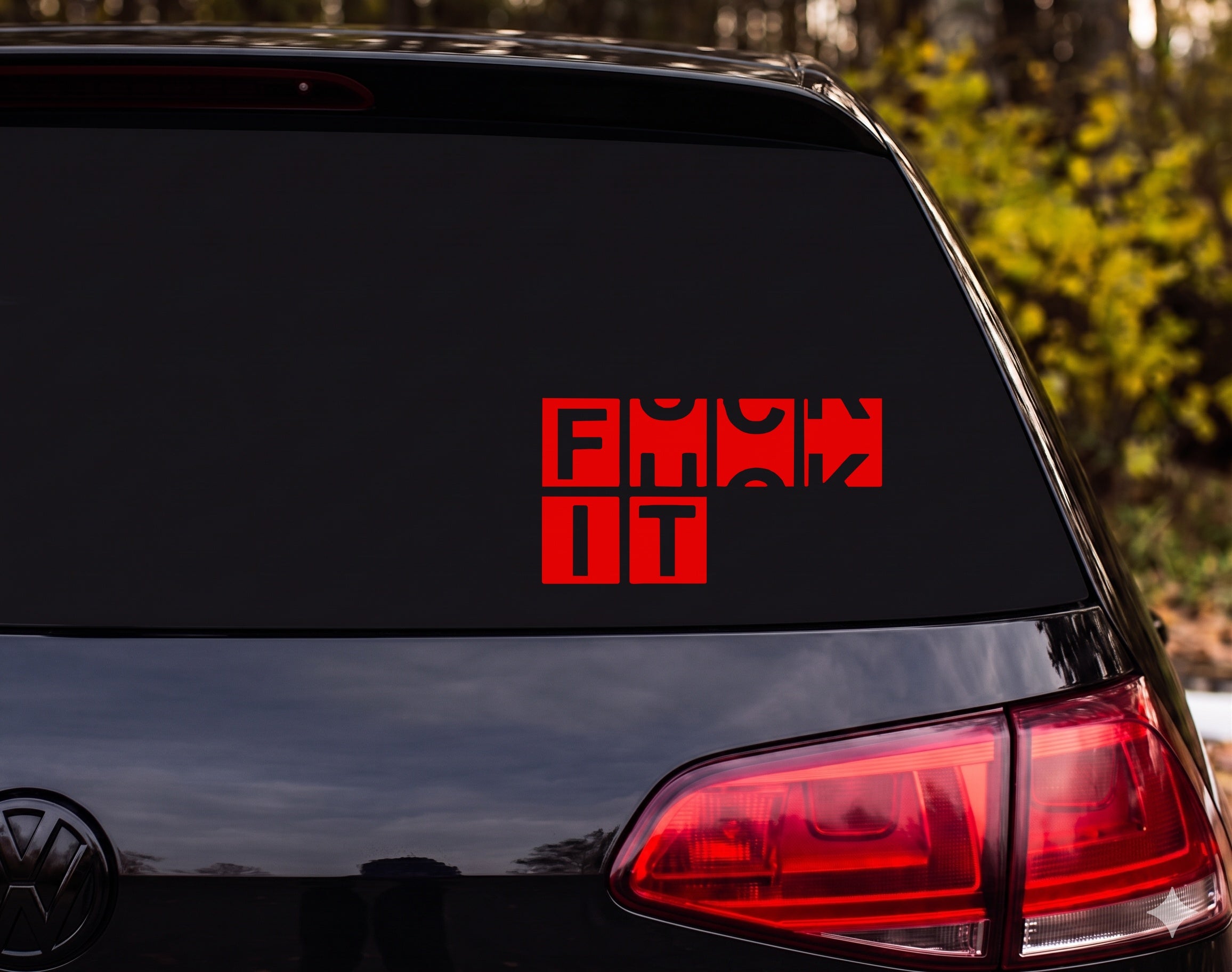 F*** IT Bold Block Letter Negative Space Vinyl Decal Sticker Car Window - Red