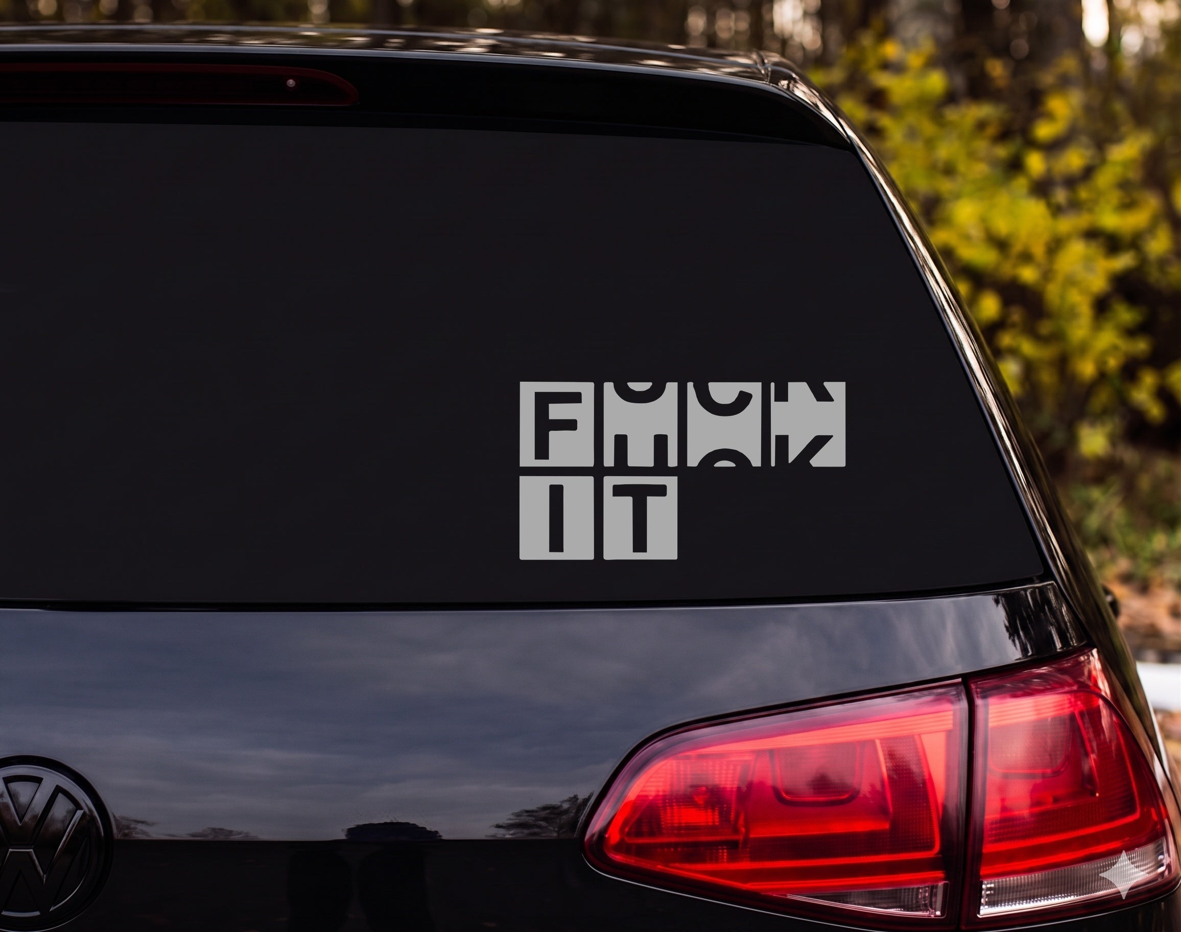F*** IT Bold Block Letter Negative Space Vinyl Decal Sticker Car Window - Silver