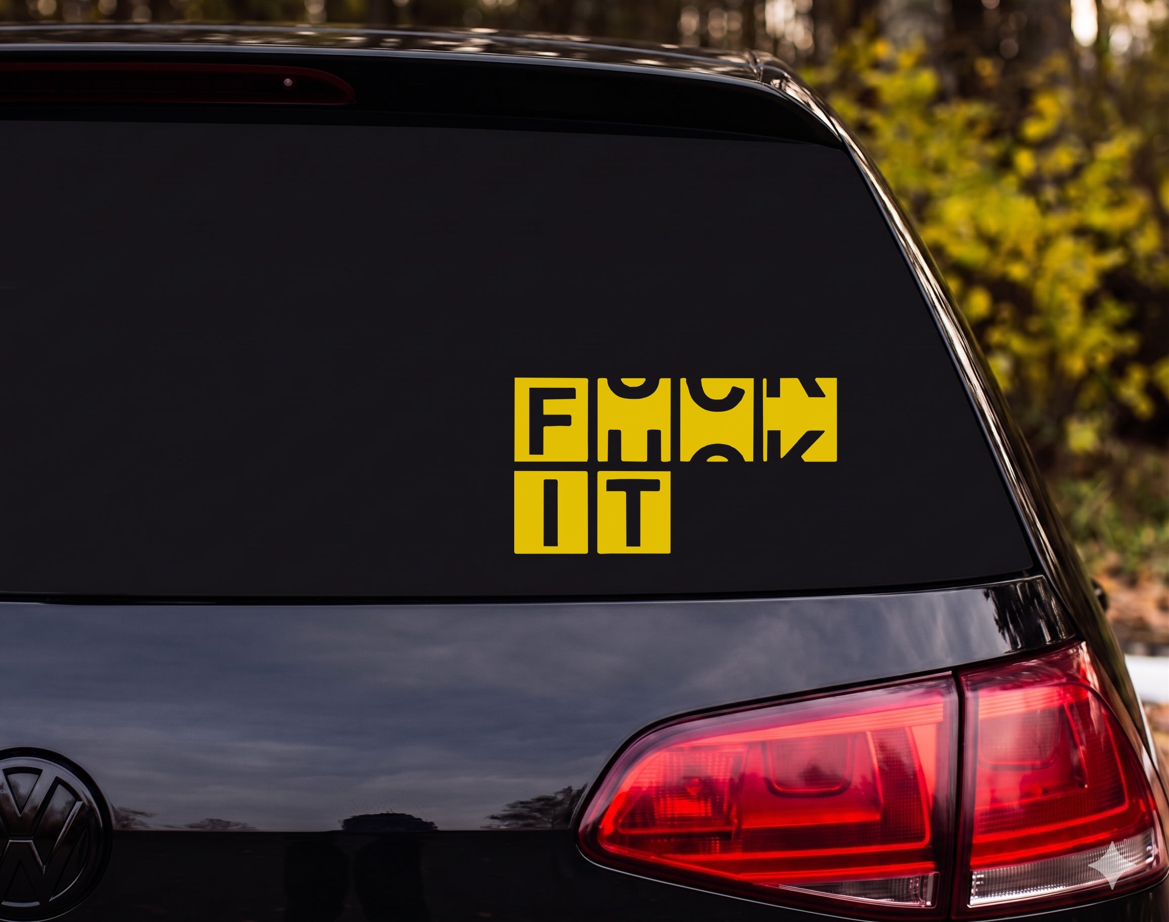 F*** IT Bold Block Letter Negative Space Vinyl Decal Sticker Car Window - Yellow