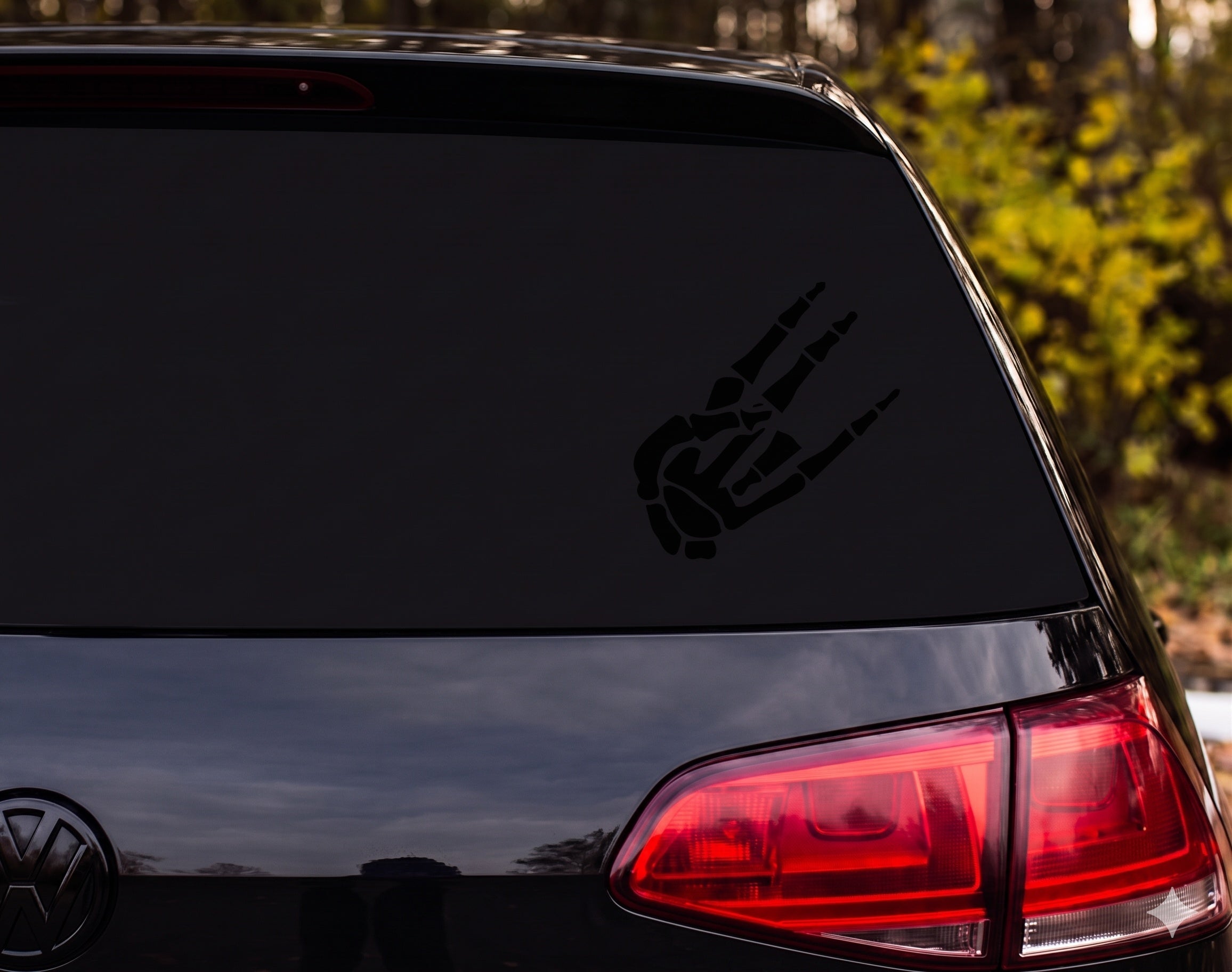 Skeleton Hand Peace Sign X-Ray Bone Silhouette Vinyl Decal Sticker Car Window - Black