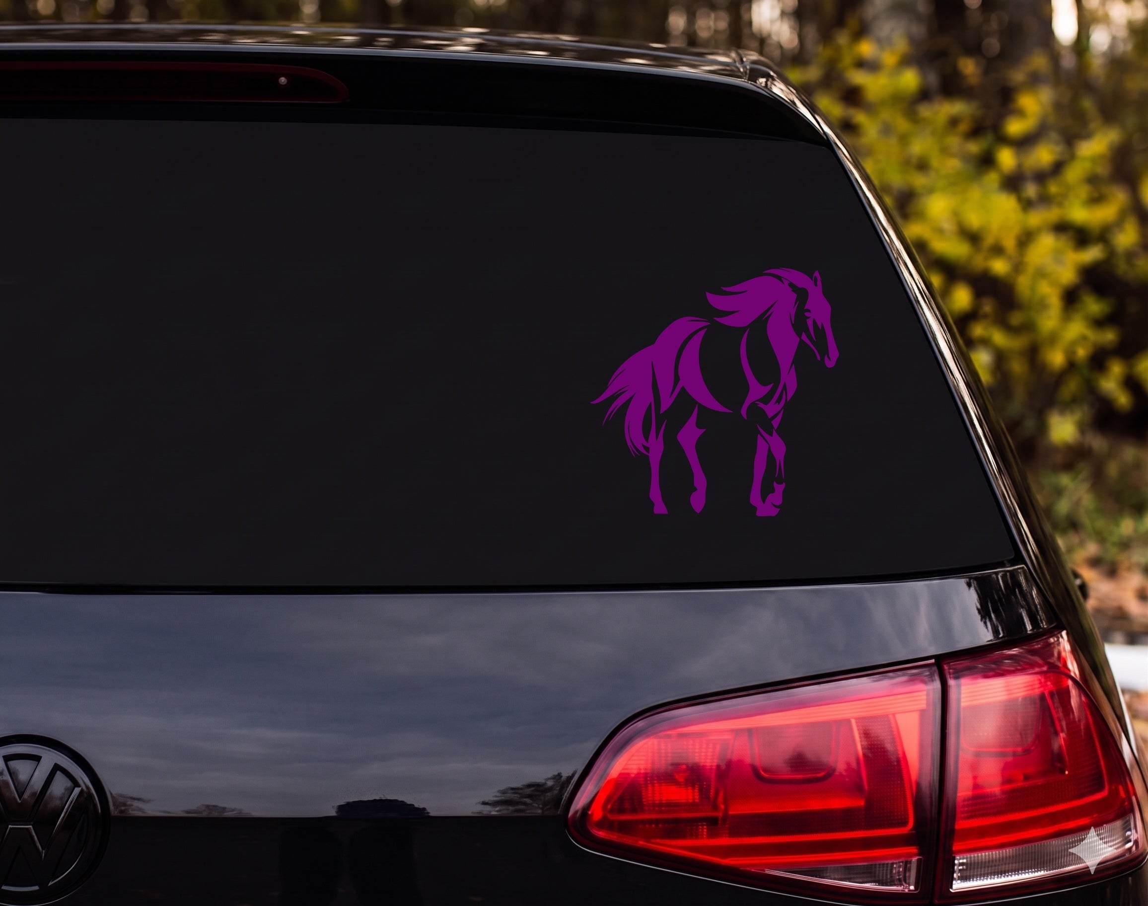 Tribal Horse Raised Leg Flowing Mane Dynamic Brushstroke Vinyl Decal Sticker - Purple
