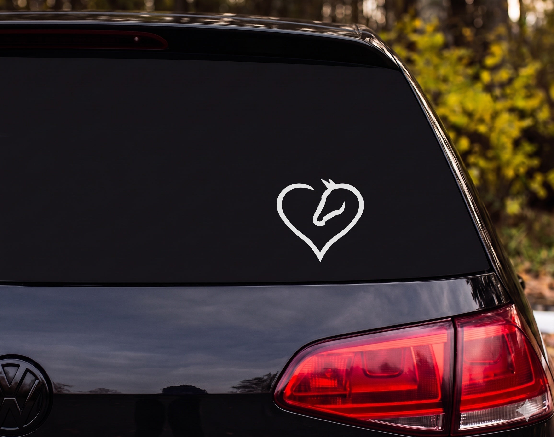 Horse Head Heart Outline Profile Silhouette Vinyl Decal Sticker Car Window - White