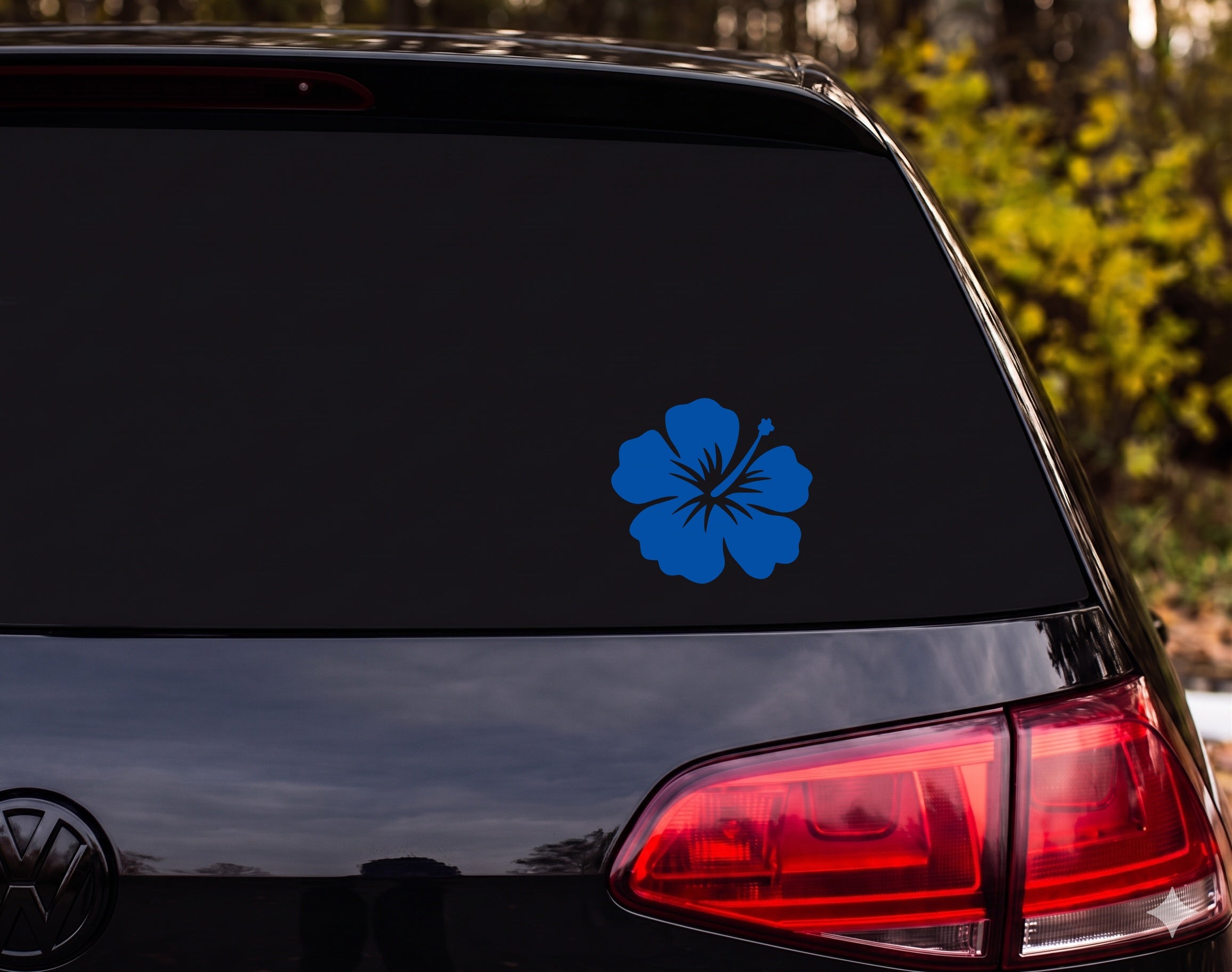 Hibiscus Flower Silhouette Single Bloom Petal Vein Vinyl Decal Sticker Car - Blue