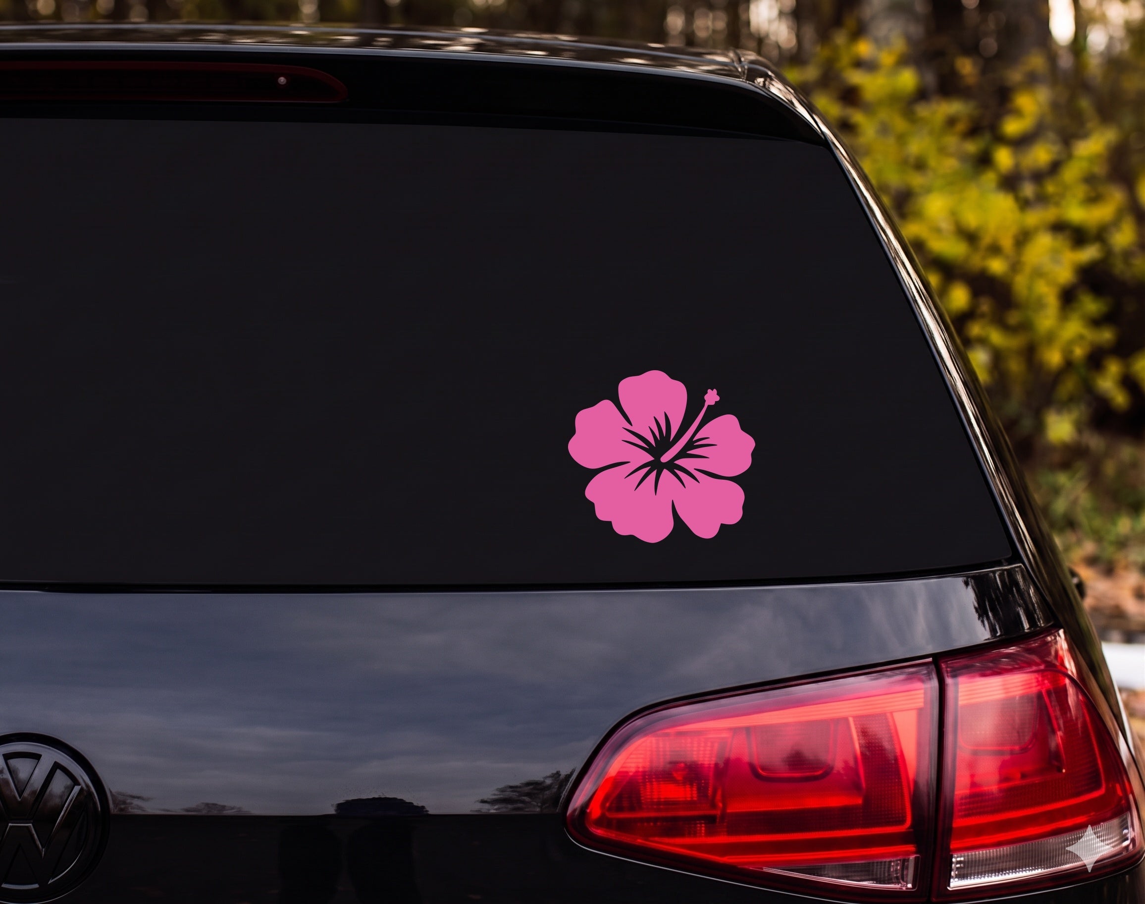 Hibiscus Flower Silhouette Single Bloom Petal Vein Vinyl Decal Sticker Car - Pink