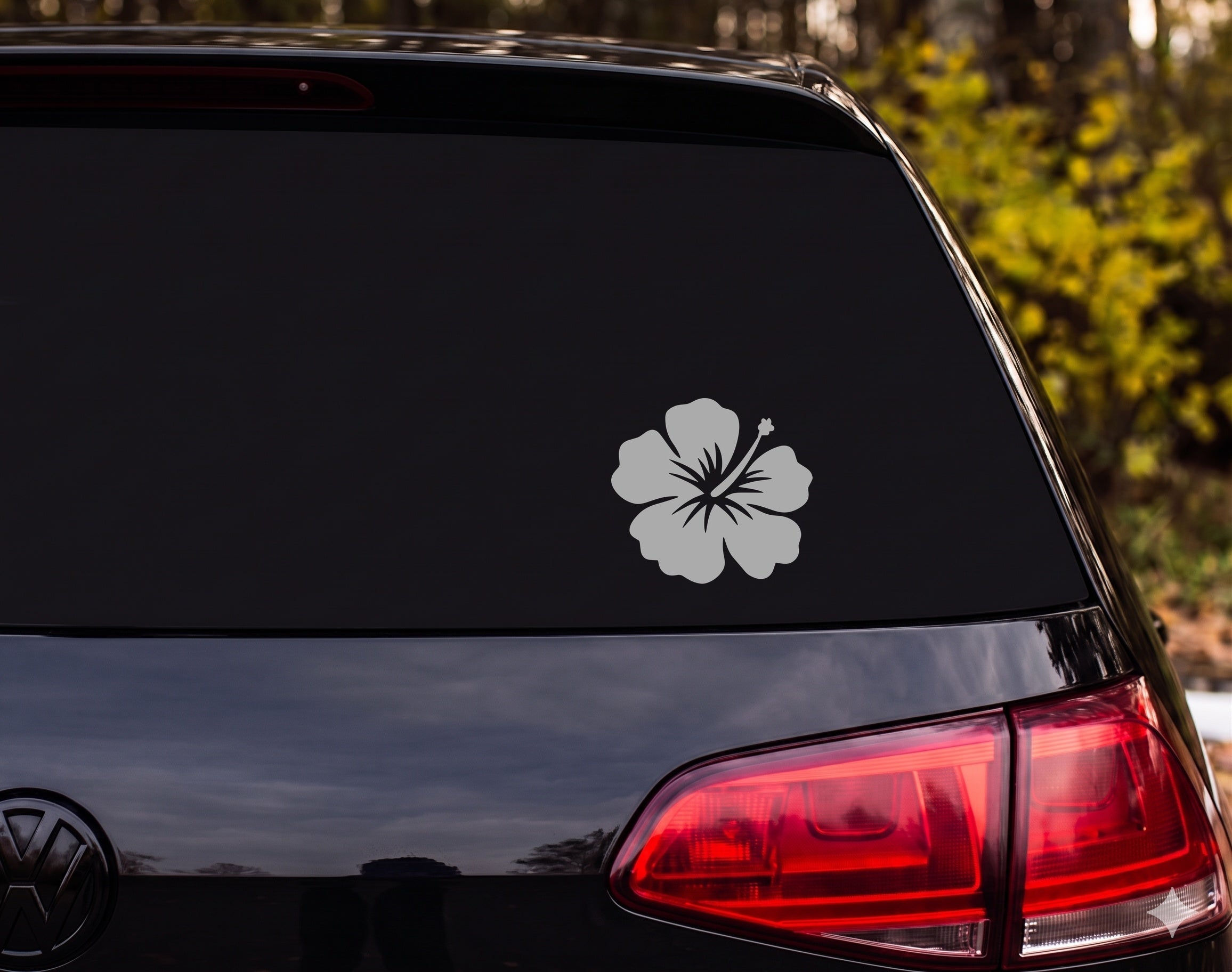 Hibiscus Flower Silhouette Single Bloom Petal Vein Vinyl Decal Sticker Car - Silver