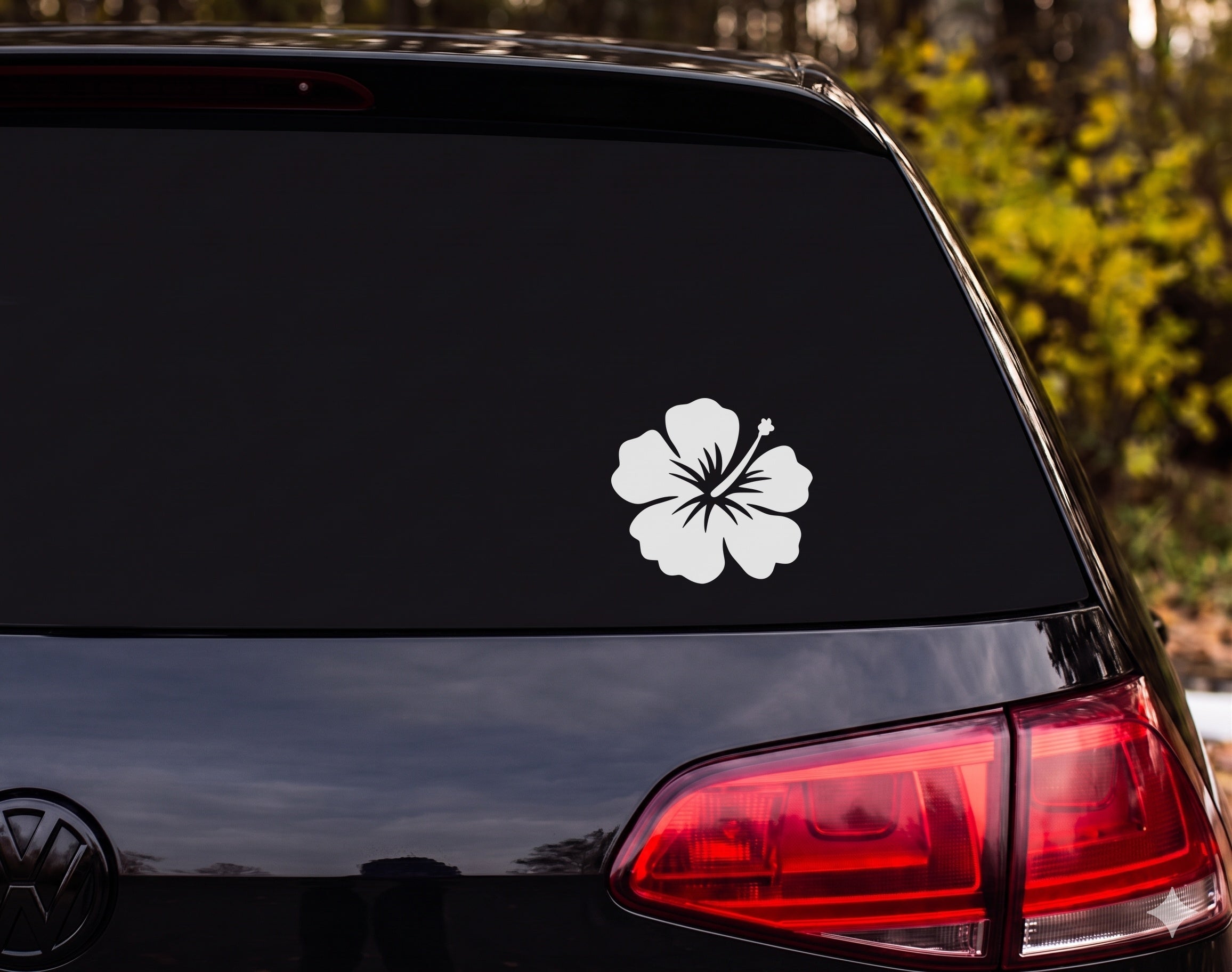 Hibiscus Flower Silhouette Single Bloom Petal Vein Vinyl Decal Sticker Car - White