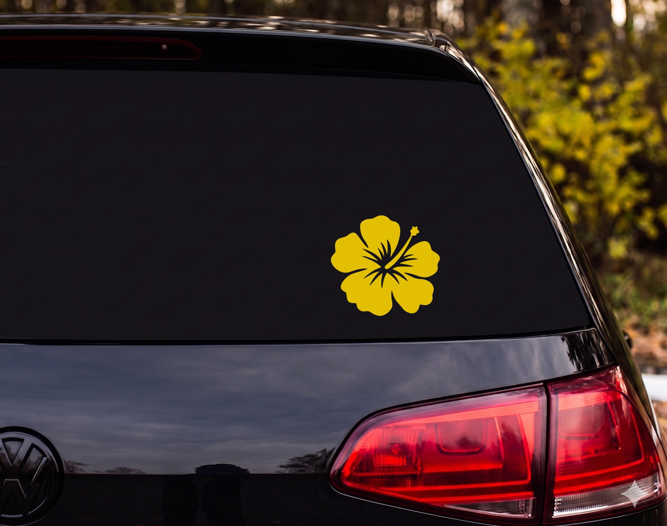 Hibiscus Flower Silhouette Single Bloom Petal Vein Vinyl Decal Sticker Car - Yellow