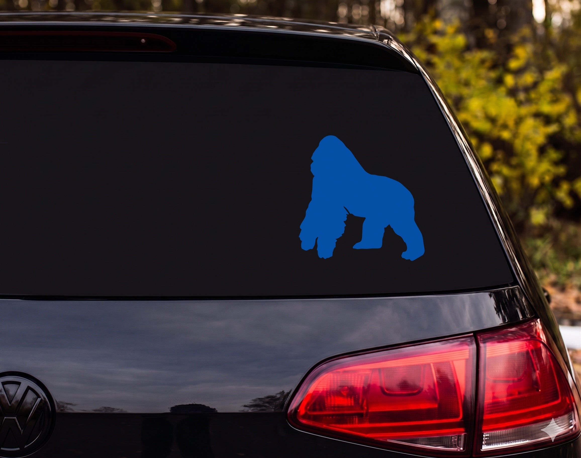 Silverback Gorilla Knuckle Walking Silhouette Vinyl Decal Sticker Car Laptop - Blue