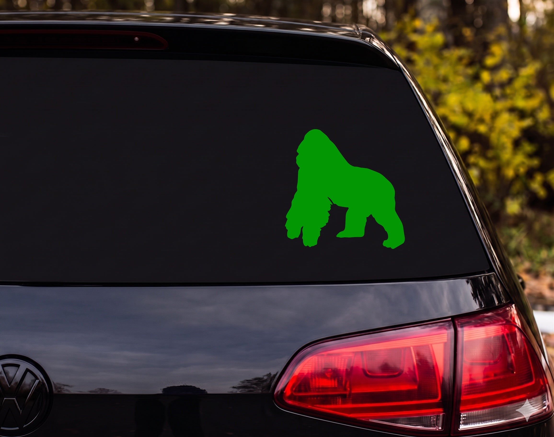 Silverback Gorilla Knuckle Walking Silhouette Vinyl Decal Sticker Car Laptop - Green