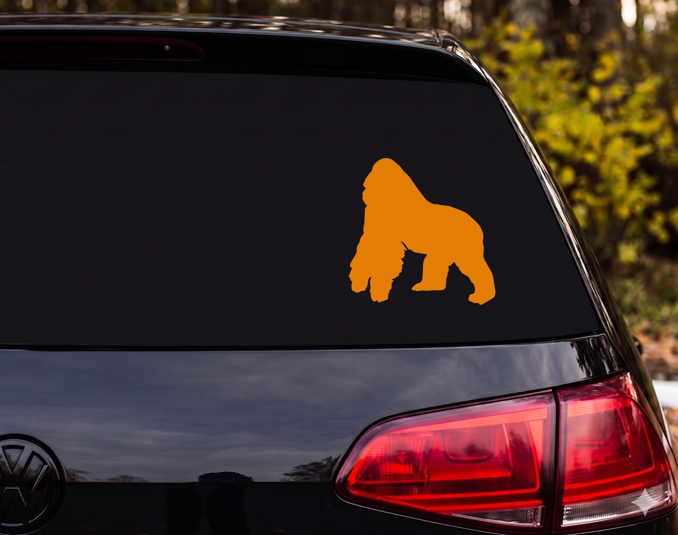 Silverback Gorilla Knuckle Walking Silhouette Vinyl Decal Sticker Car Laptop - Orange