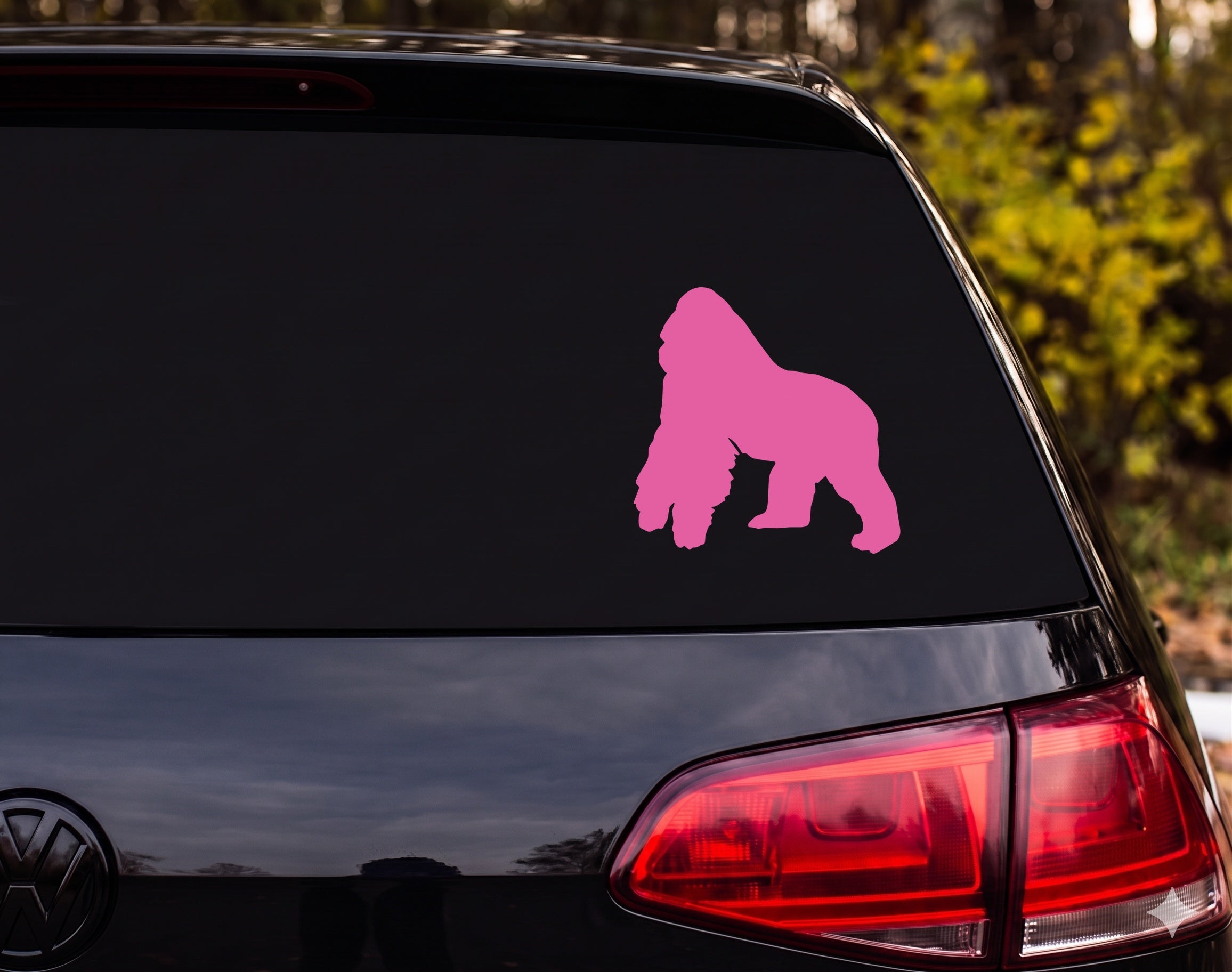 Silverback Gorilla Knuckle Walking Silhouette Vinyl Decal Sticker Car Laptop - Pink