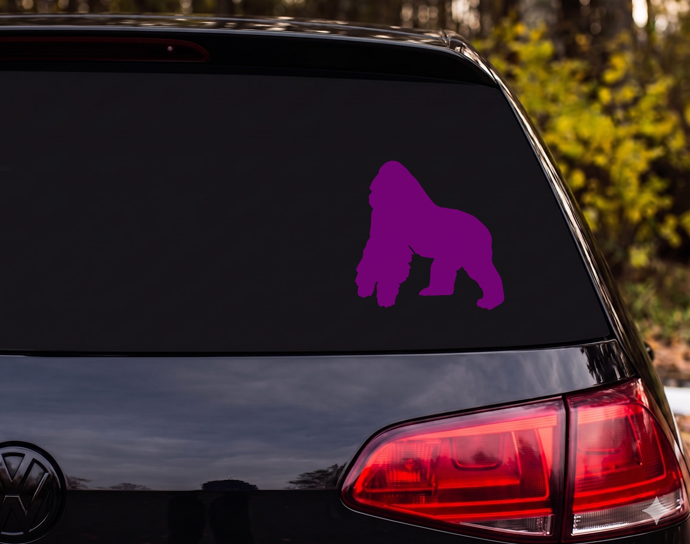 Silverback Gorilla Knuckle Walking Silhouette Vinyl Decal Sticker Car Laptop - Purple