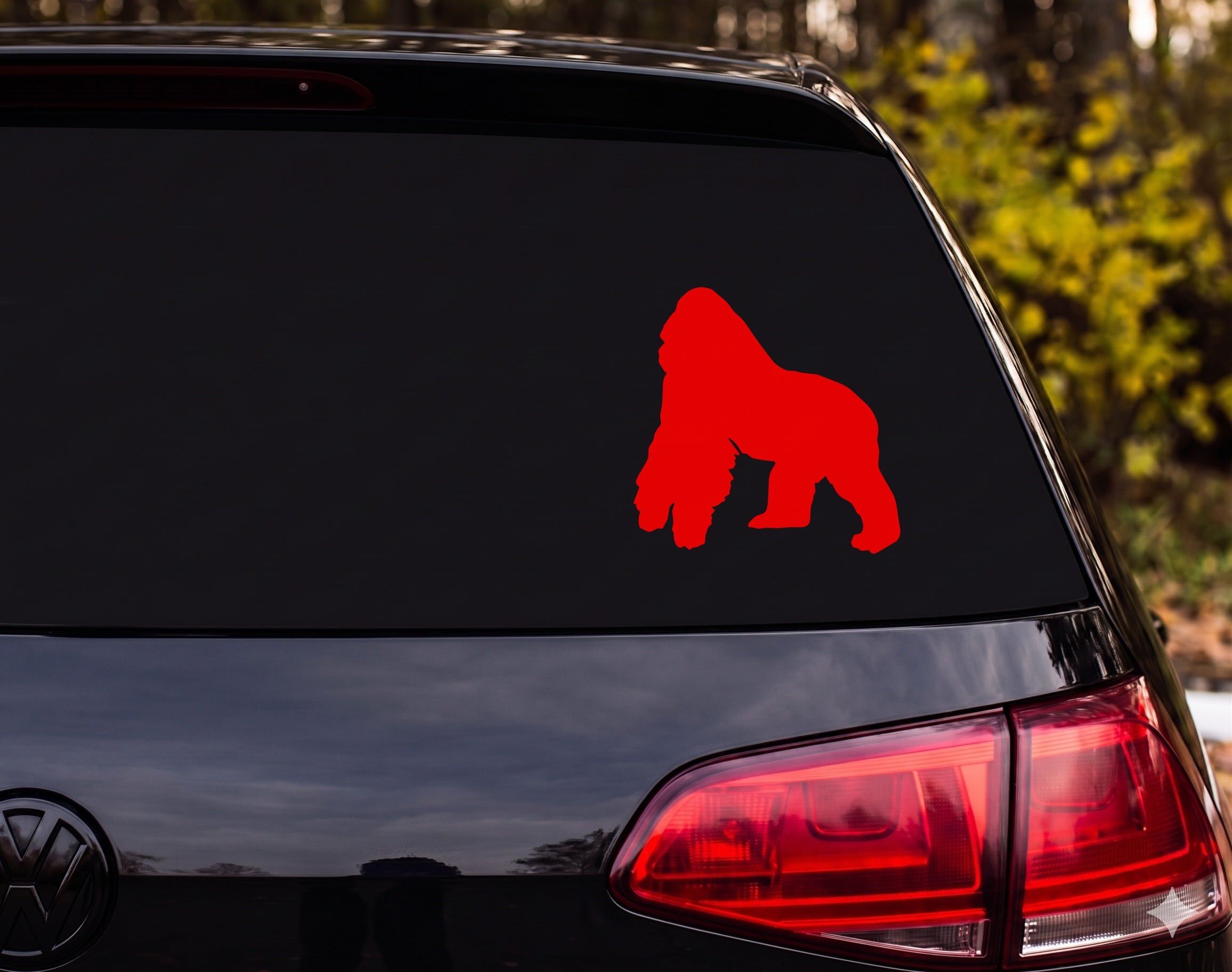 Silverback Gorilla Knuckle Walking Silhouette Vinyl Decal Sticker Car Laptop - Red