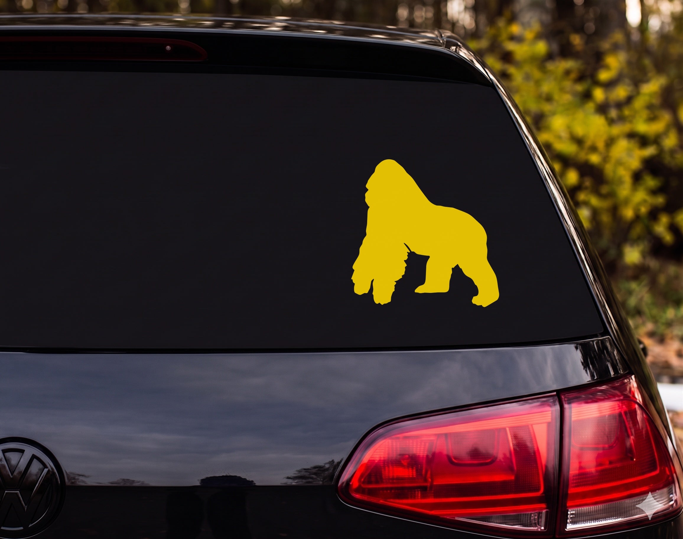 Silverback Gorilla Knuckle Walking Silhouette Vinyl Decal Sticker Car Laptop - Yellow