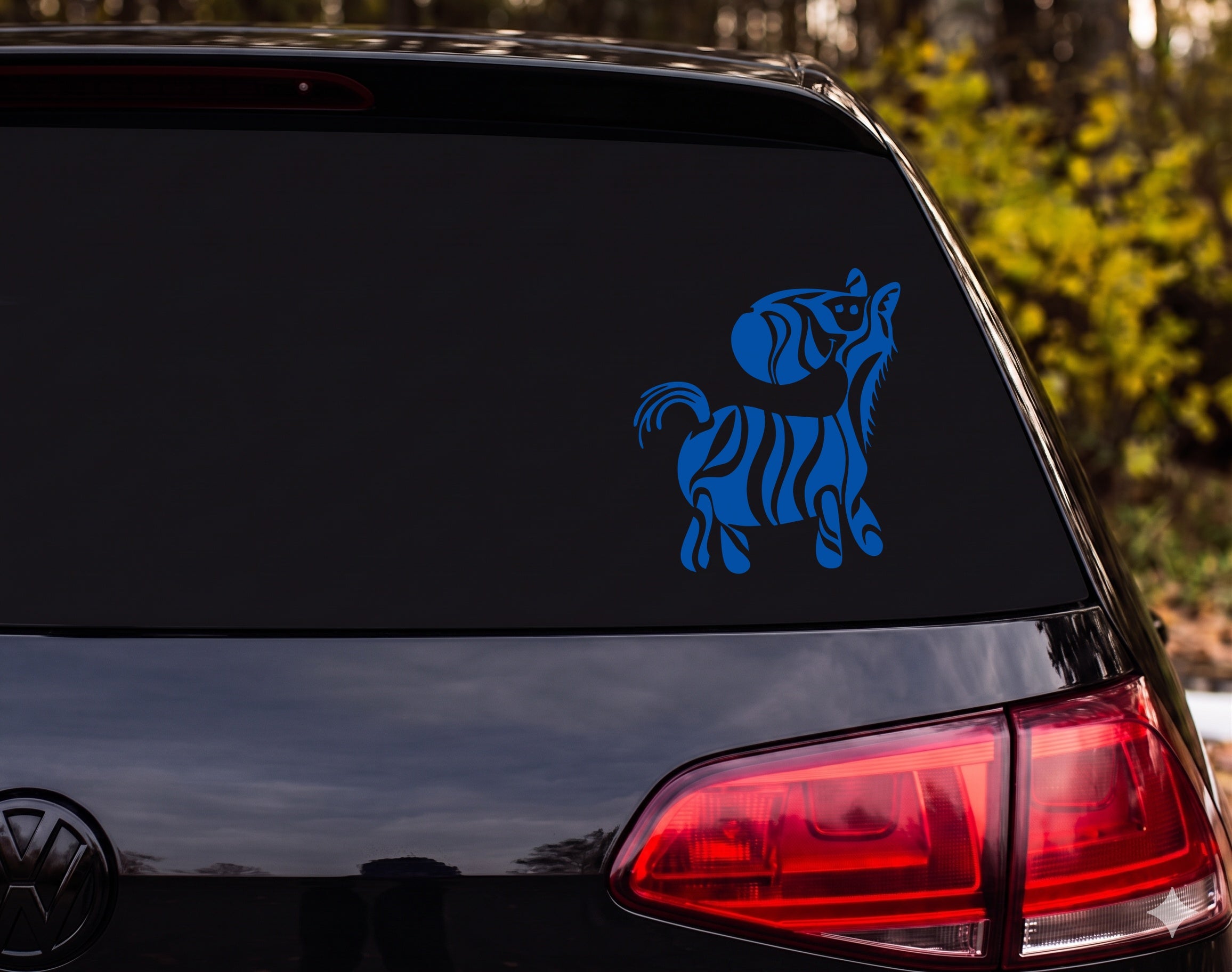 Zebra Tribal Prancing Silhouette Black White Vinyl Decal Sticker Car Laptop - Blue