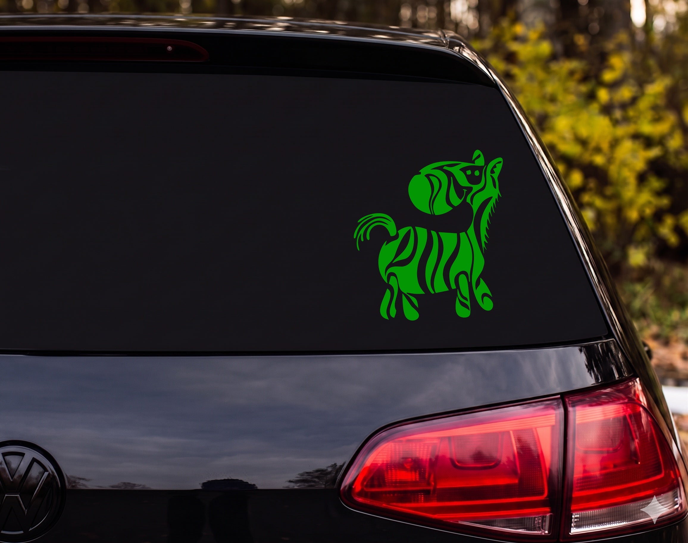 Zebra Tribal Prancing Silhouette Black White Vinyl Decal Sticker Car Laptop - Green