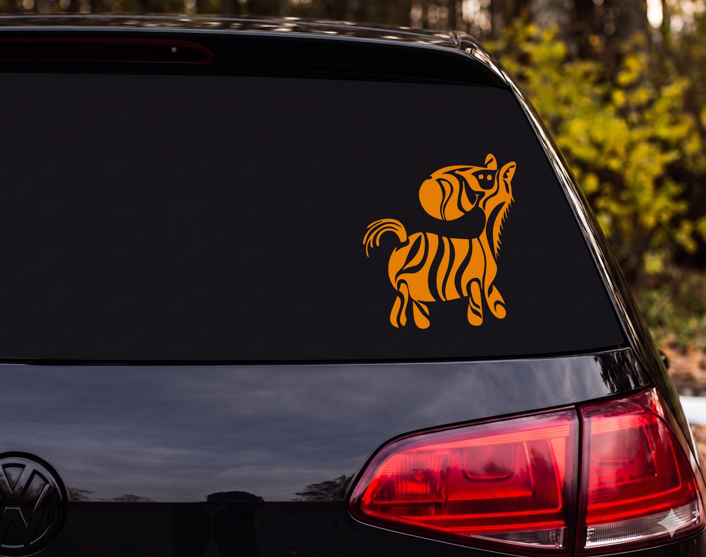 Zebra Tribal Prancing Silhouette Black White Vinyl Decal Sticker Car Laptop - Orange