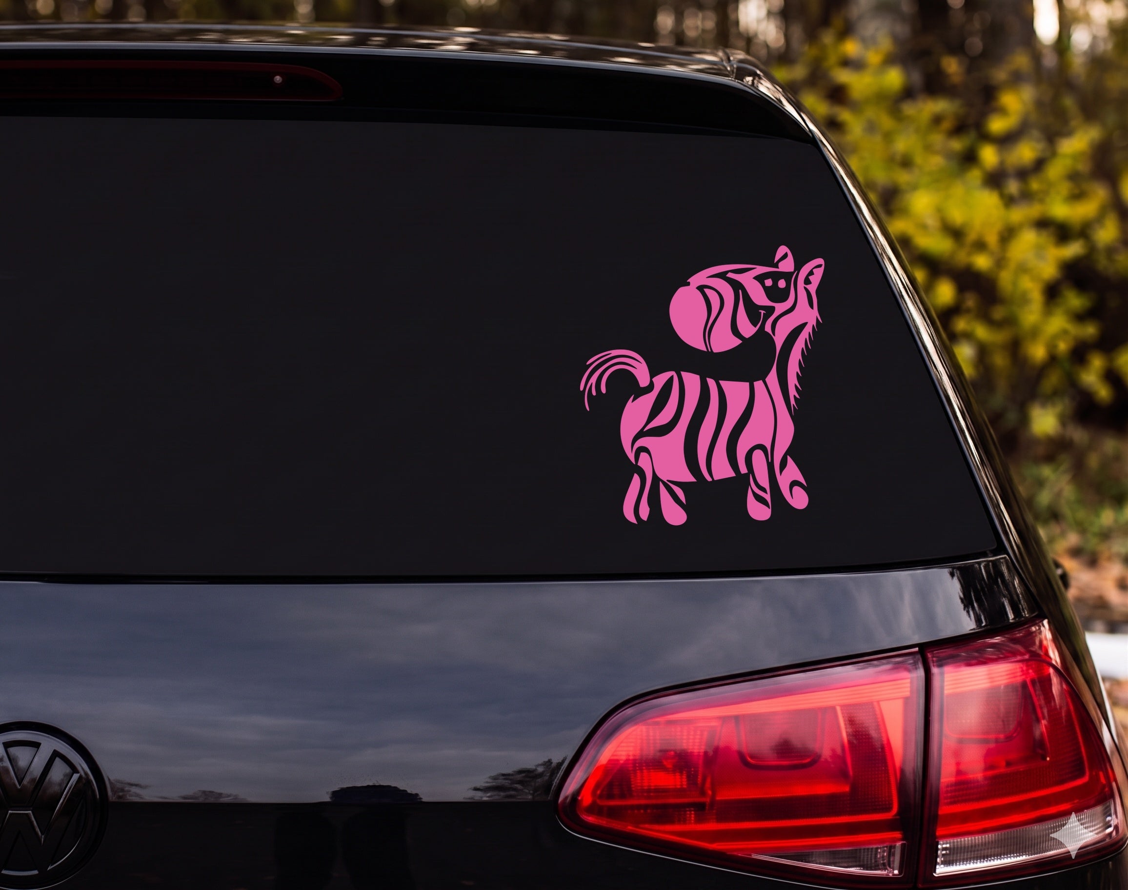 Zebra Tribal Prancing Silhouette Black White Vinyl Decal Sticker Car Laptop - Pink