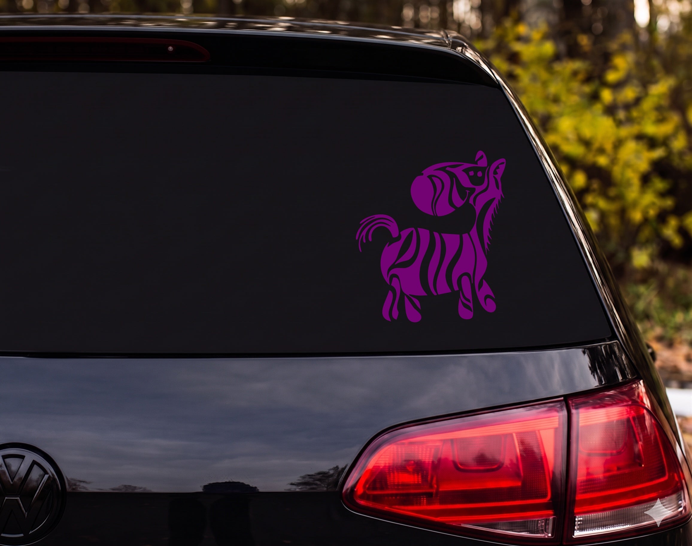 Zebra Tribal Prancing Silhouette Black White Vinyl Decal Sticker Car Laptop - Purple