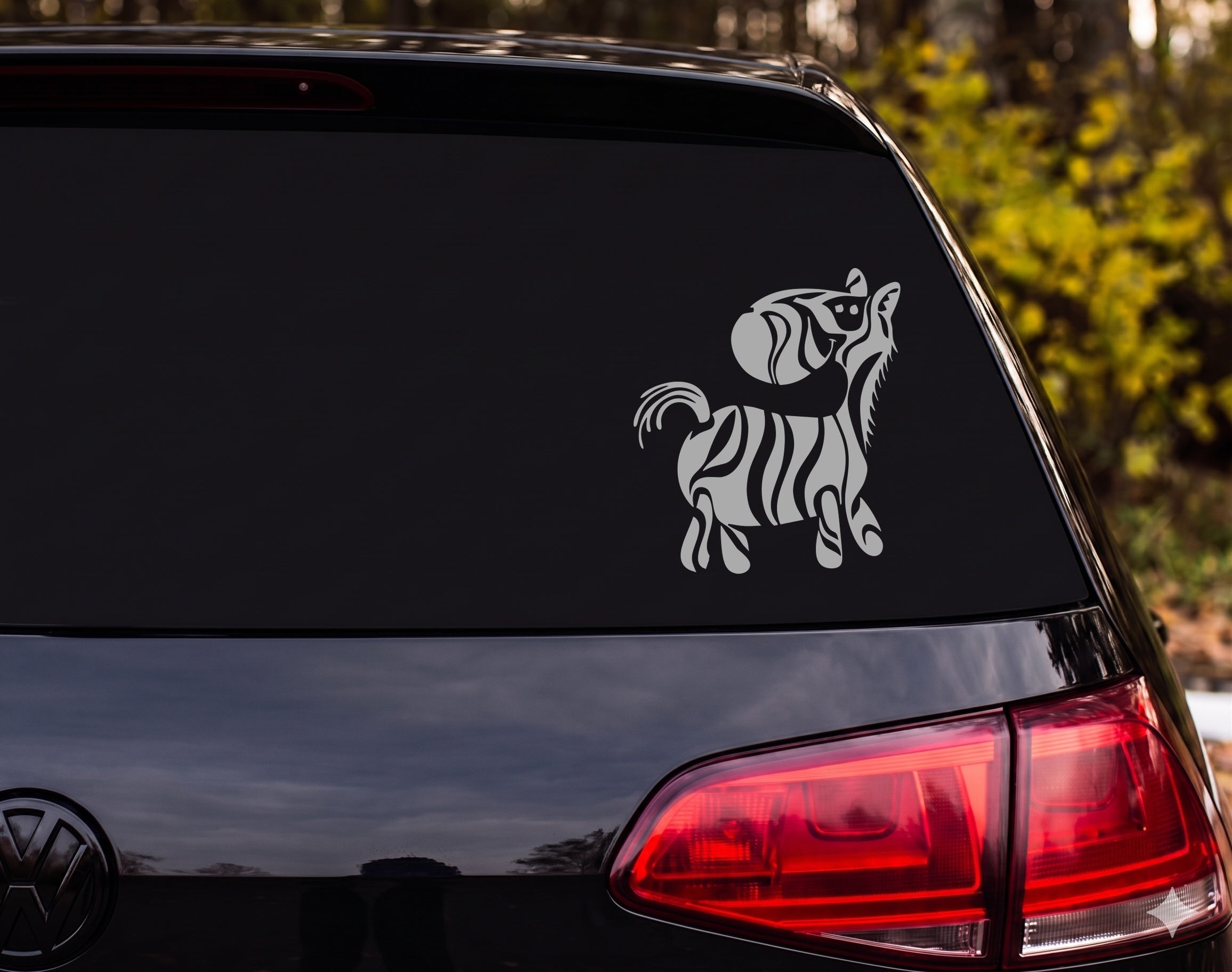 Zebra Tribal Prancing Silhouette Black White Vinyl Decal Sticker Car Laptop - Silver
