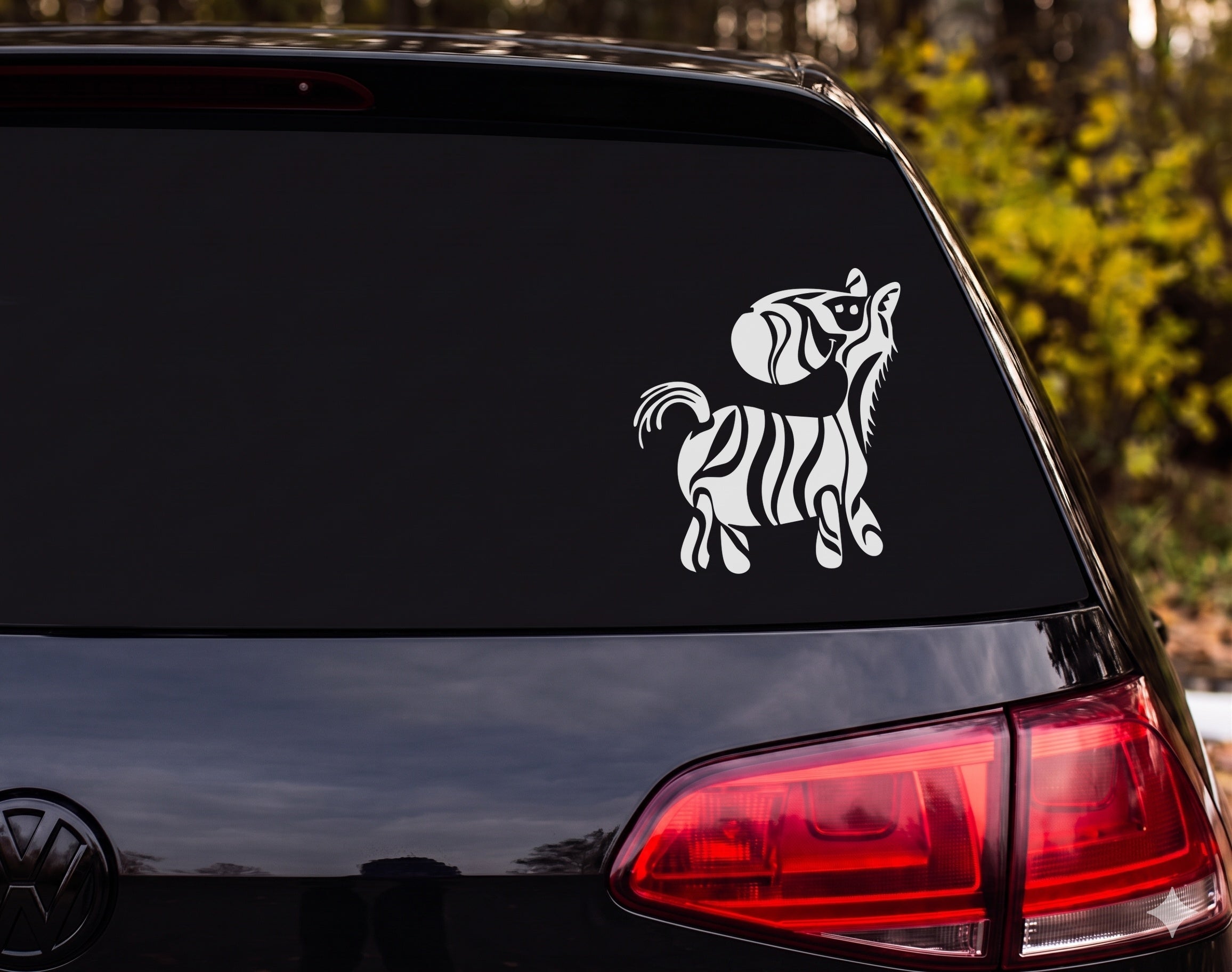 Zebra Tribal Prancing Silhouette Black White Vinyl Decal Sticker Car Laptop - White