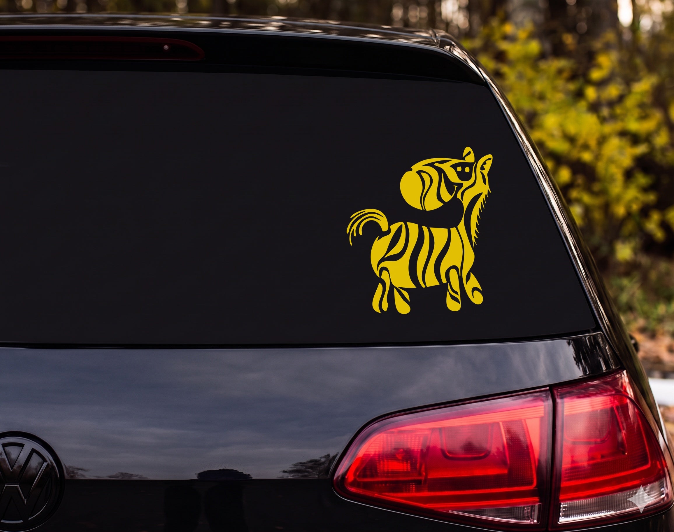 Zebra Tribal Prancing Silhouette Black White Vinyl Decal Sticker Car Laptop - Yellow