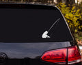 Fisherman Silhouette Sitting Wide Brim Hat Rod Vinyl Decal Sticker Car Window - White