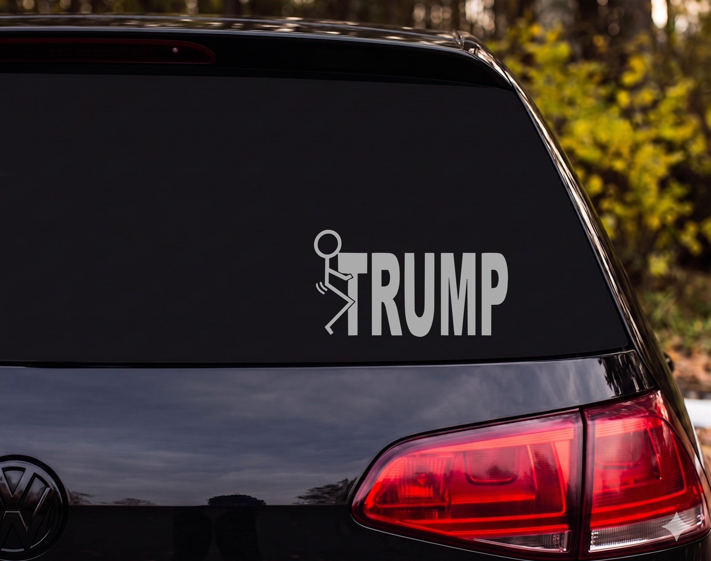 Stick Figure Kicking TRUMP Silhouette Vinyl Decal Sticker Car Window Laptop - Silver