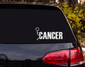 Stick Figure Fighting Cancer Word Outline Vinyl Decal Sticker Car Window - White