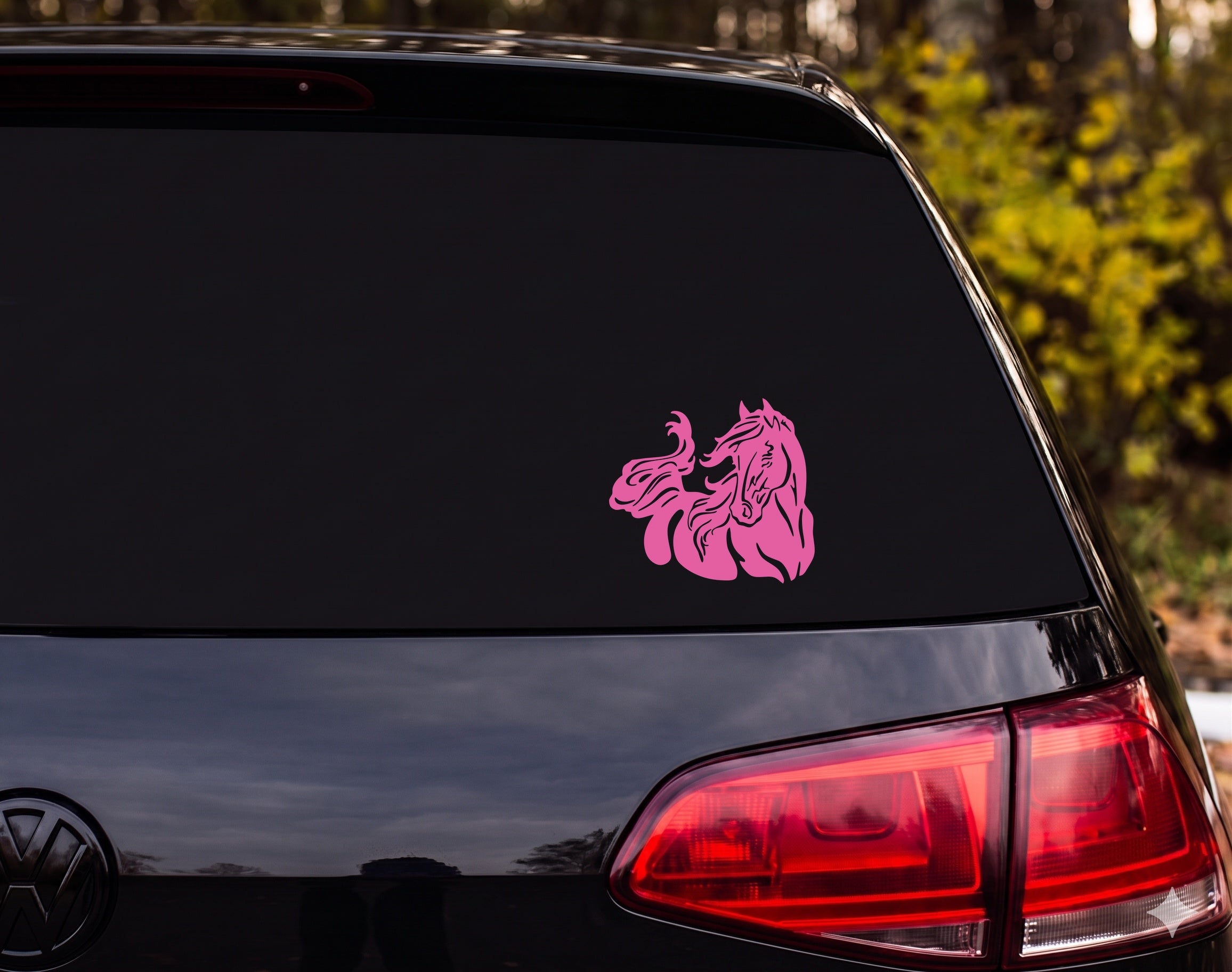Horse Head Tribal Silhouette Flowing Mane Decorative Vinyl Decal Sticker - Pink