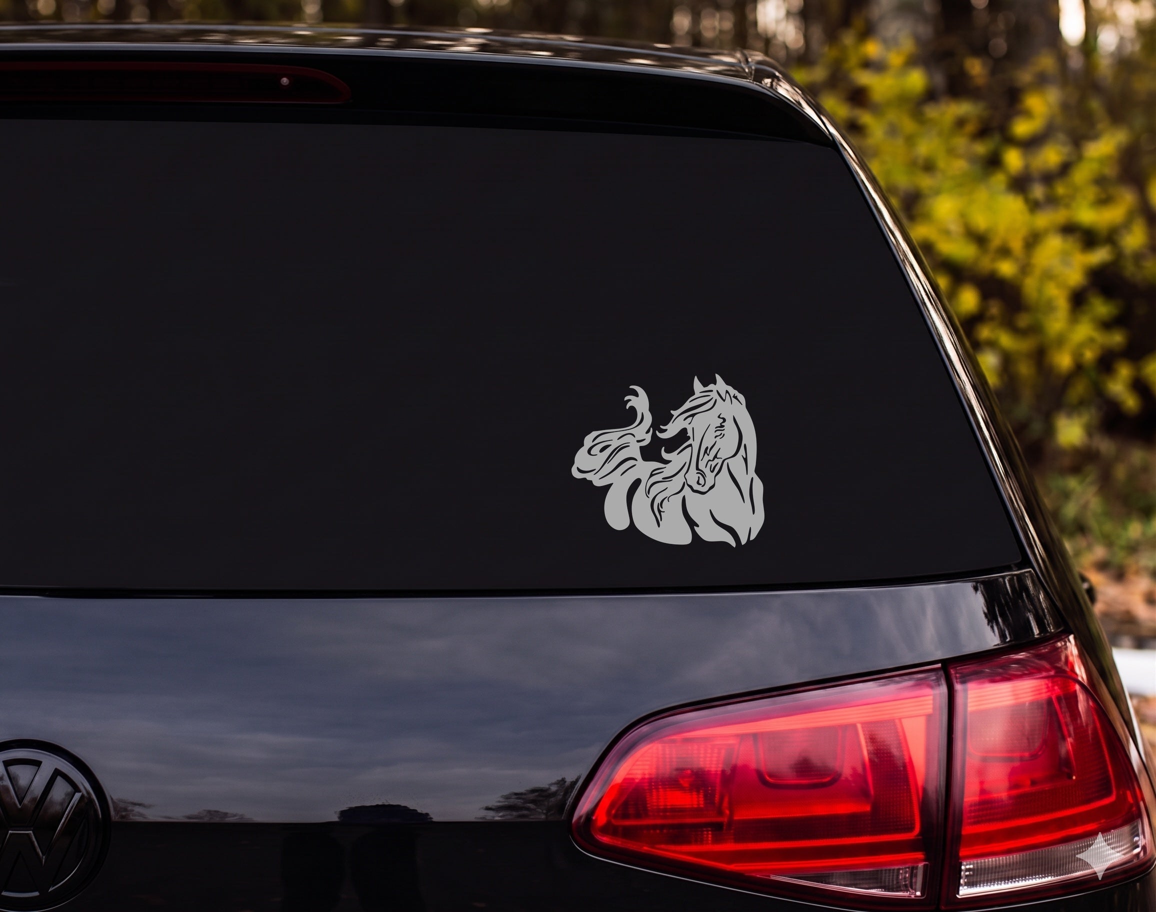 Horse Head Tribal Silhouette Flowing Mane Decorative Vinyl Decal Sticker - Silver