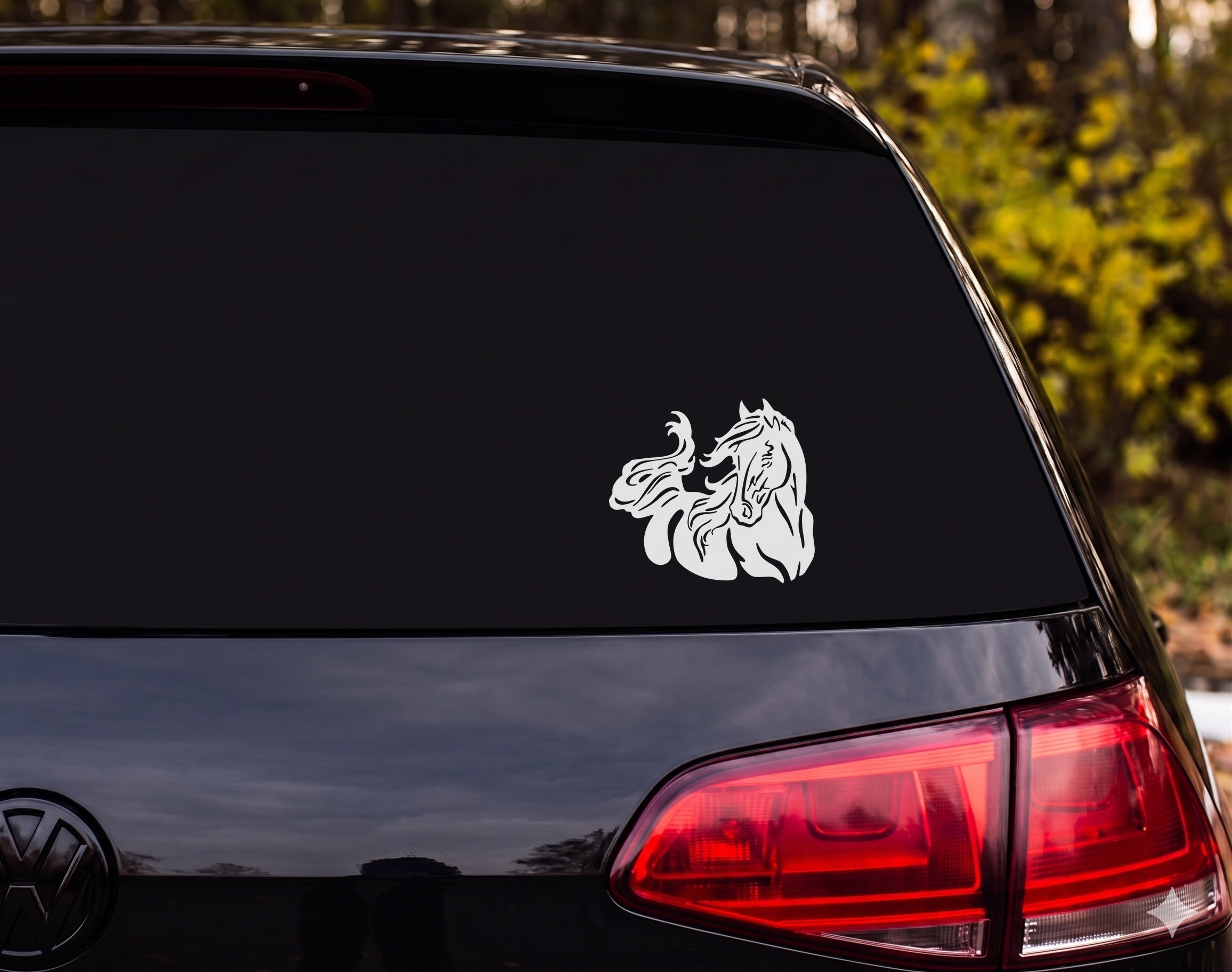Horse Head Tribal Silhouette Flowing Mane Decorative Vinyl Decal Sticker - White
