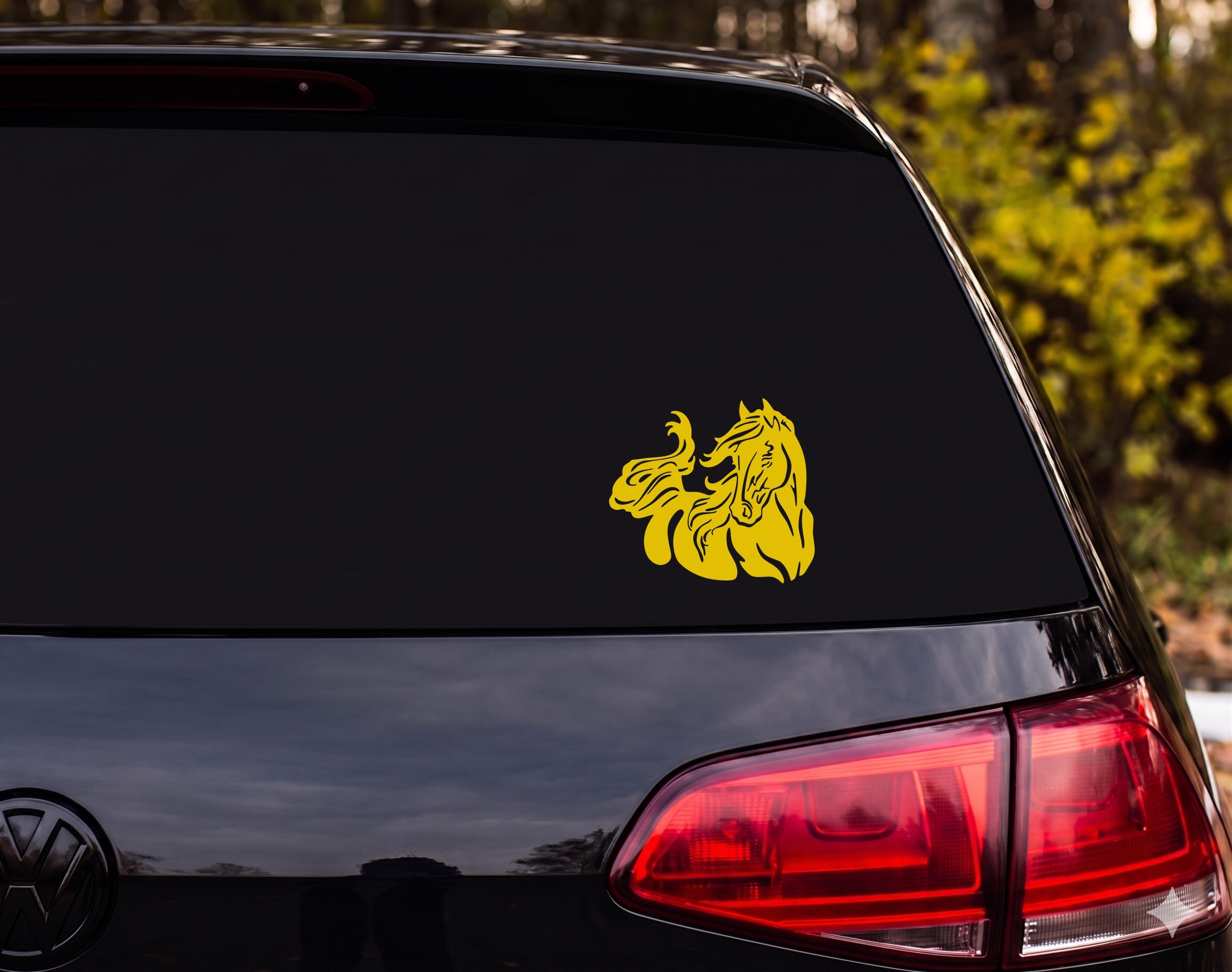 Horse Head Tribal Silhouette Flowing Mane Decorative Vinyl Decal Sticker - Yellow