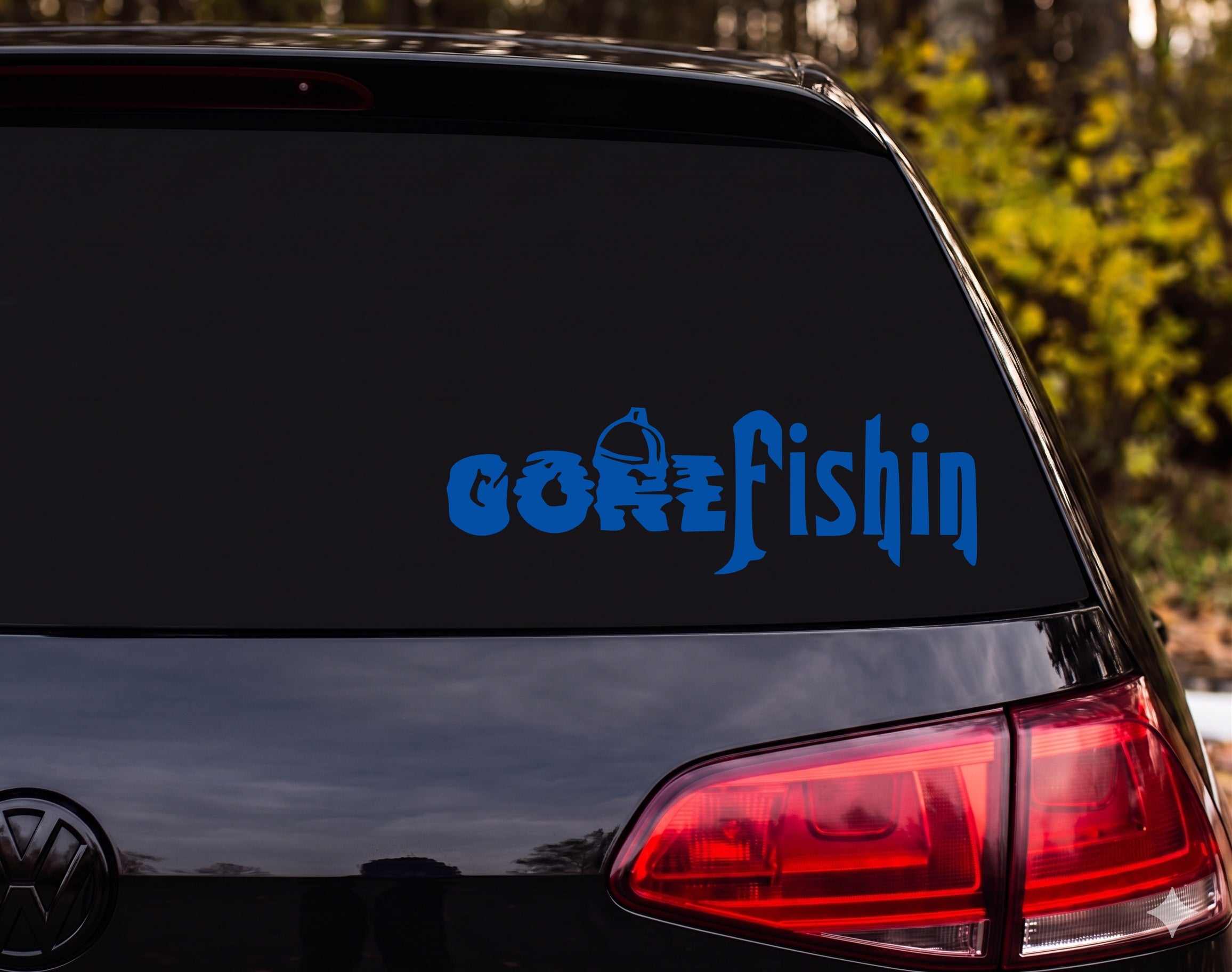 GONE Fishin Bobber Letter Vinyl Decal Sticker Car Window Laptop - Blue