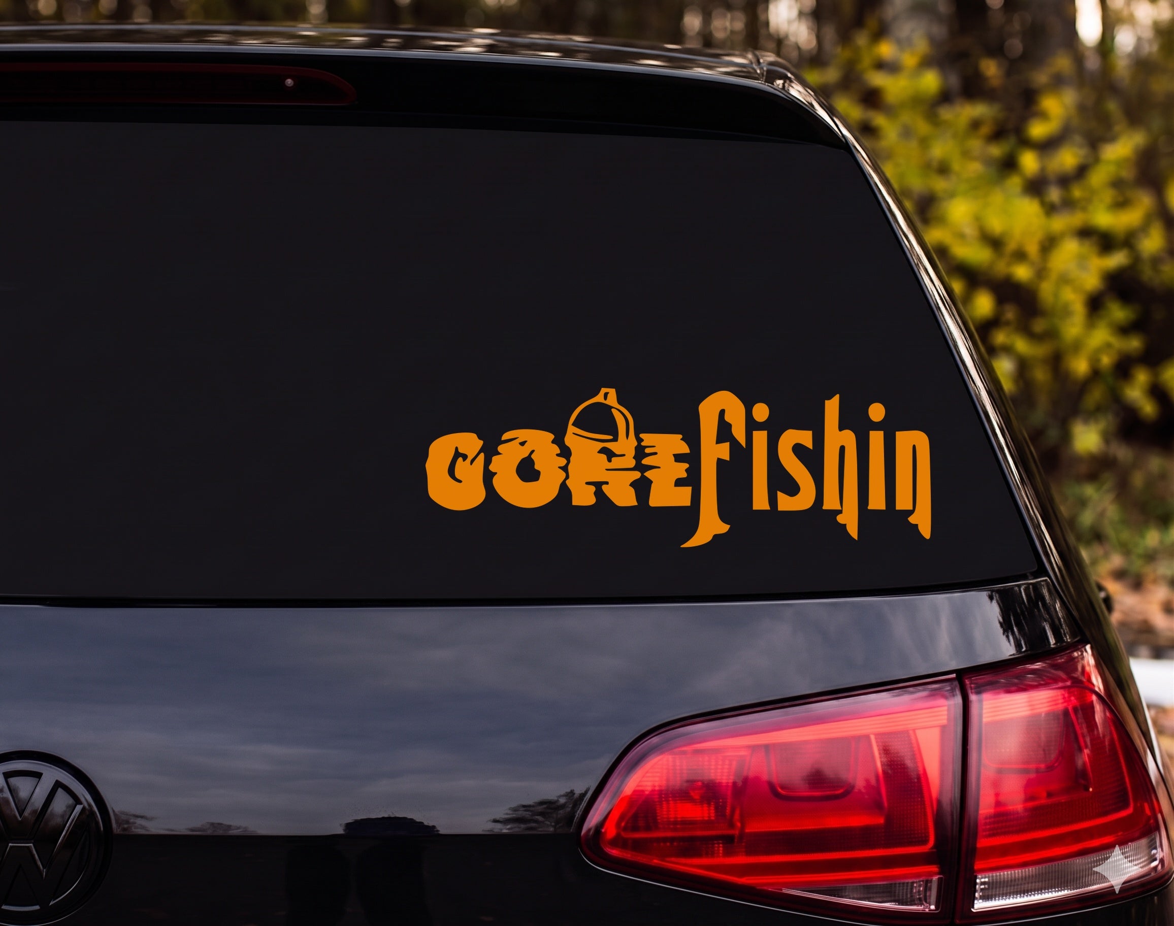 GONE Fishin Bobber Letter Vinyl Decal Sticker Car Window Laptop - Orange