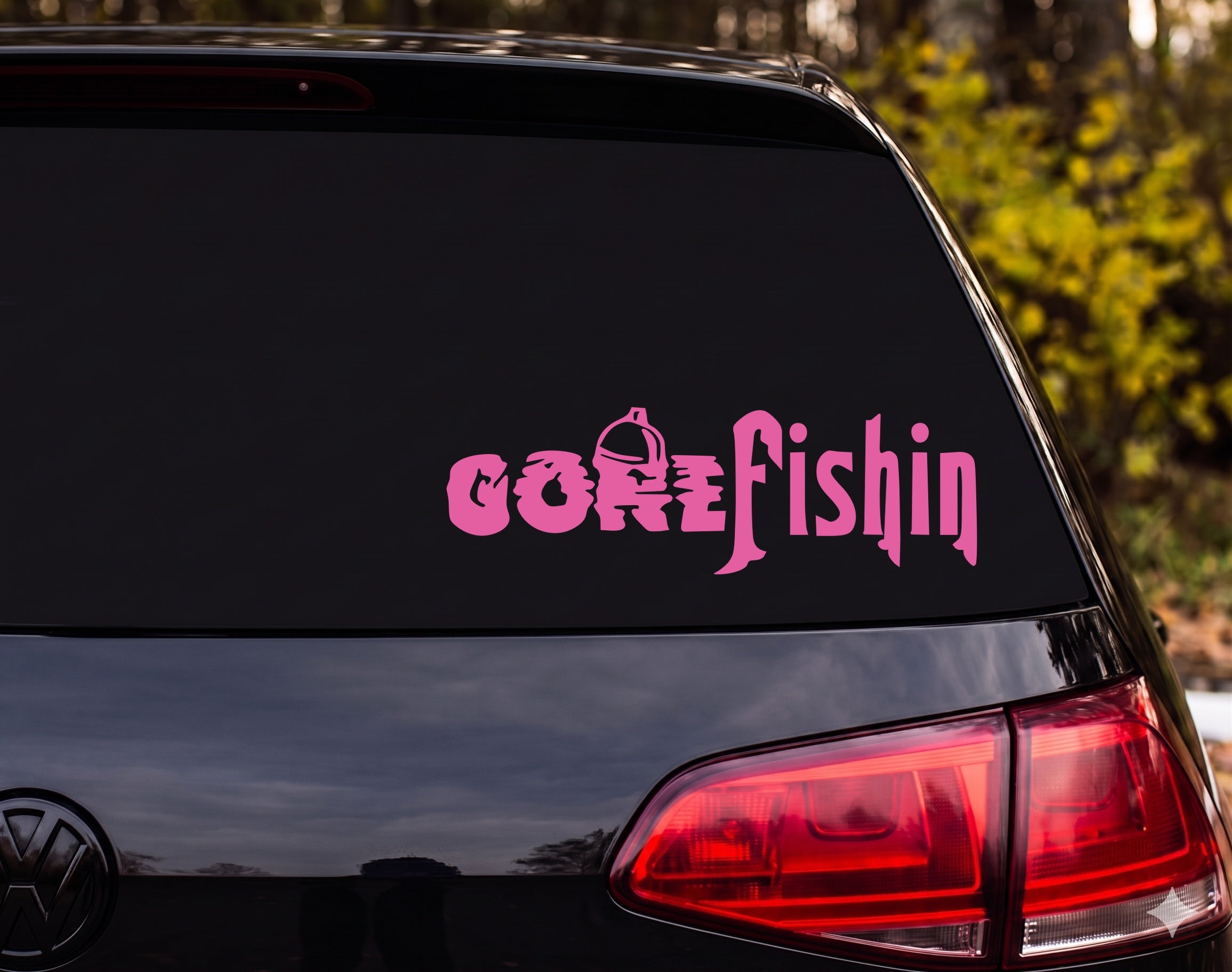 GONE Fishin Bobber Letter Vinyl Decal Sticker Car Window Laptop - Pink