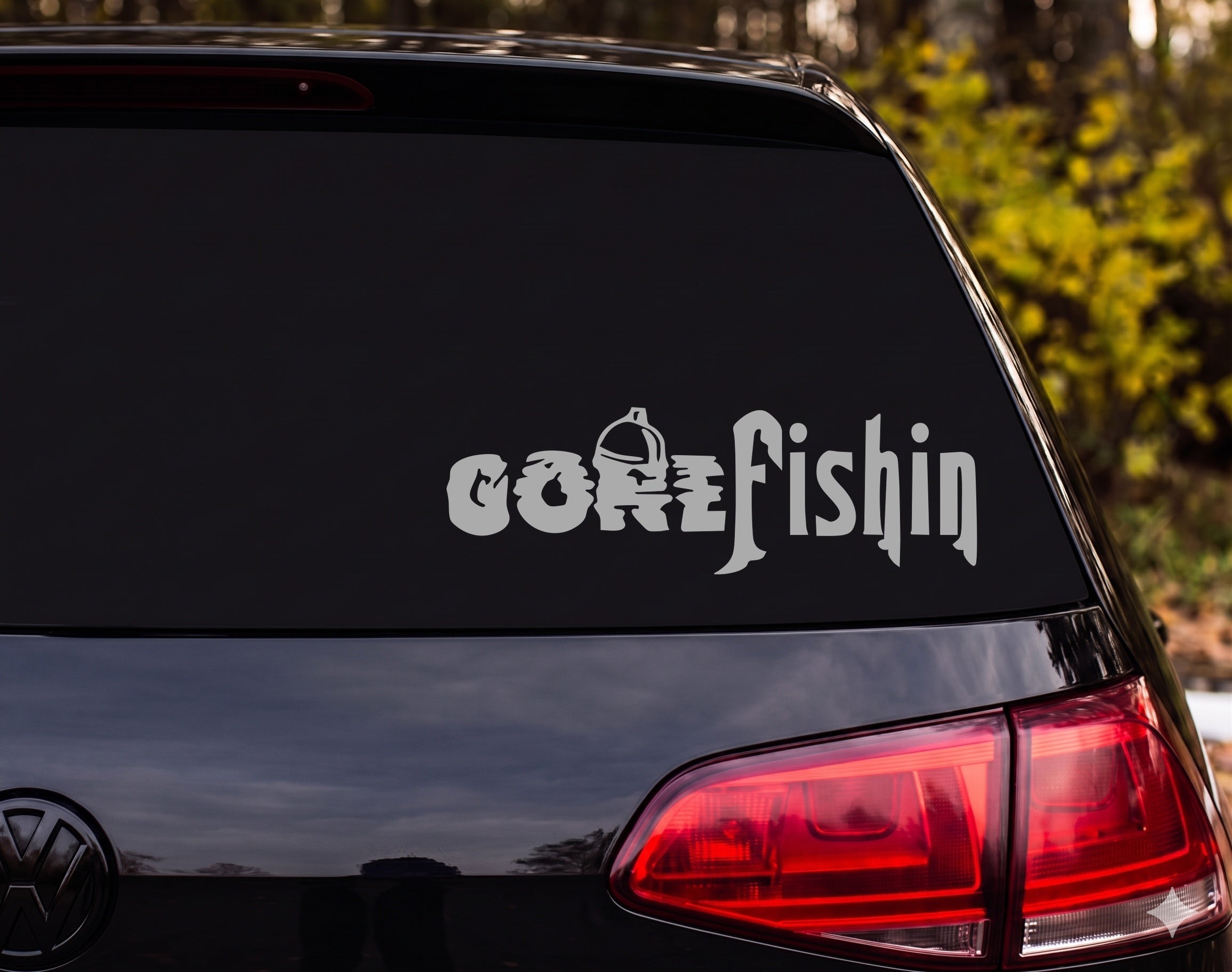 GONE Fishin Bobber Letter Vinyl Decal Sticker Car Window Laptop - Silver