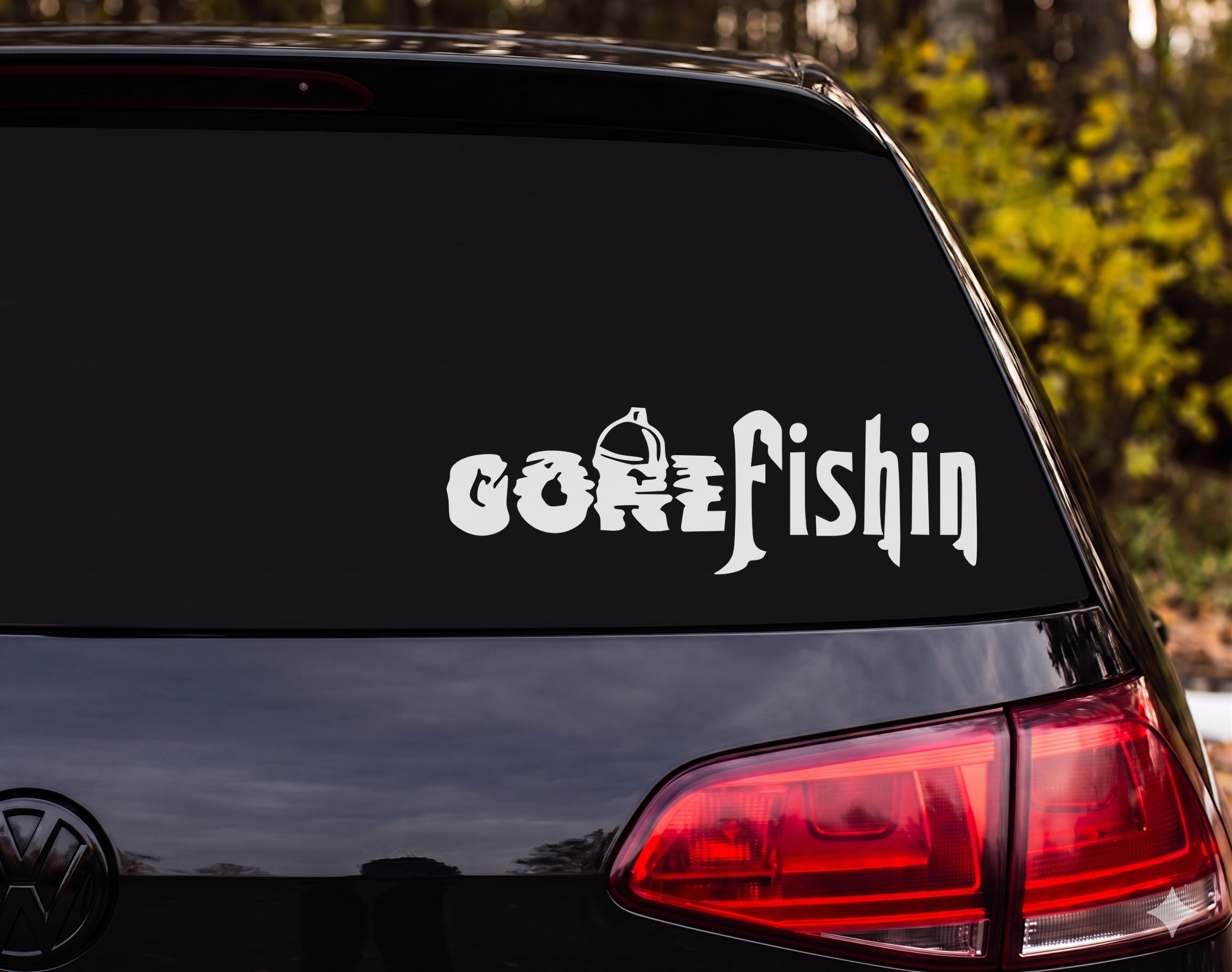 GONE Fishin Bobber Letter Vinyl Decal Sticker Car Window Laptop - White