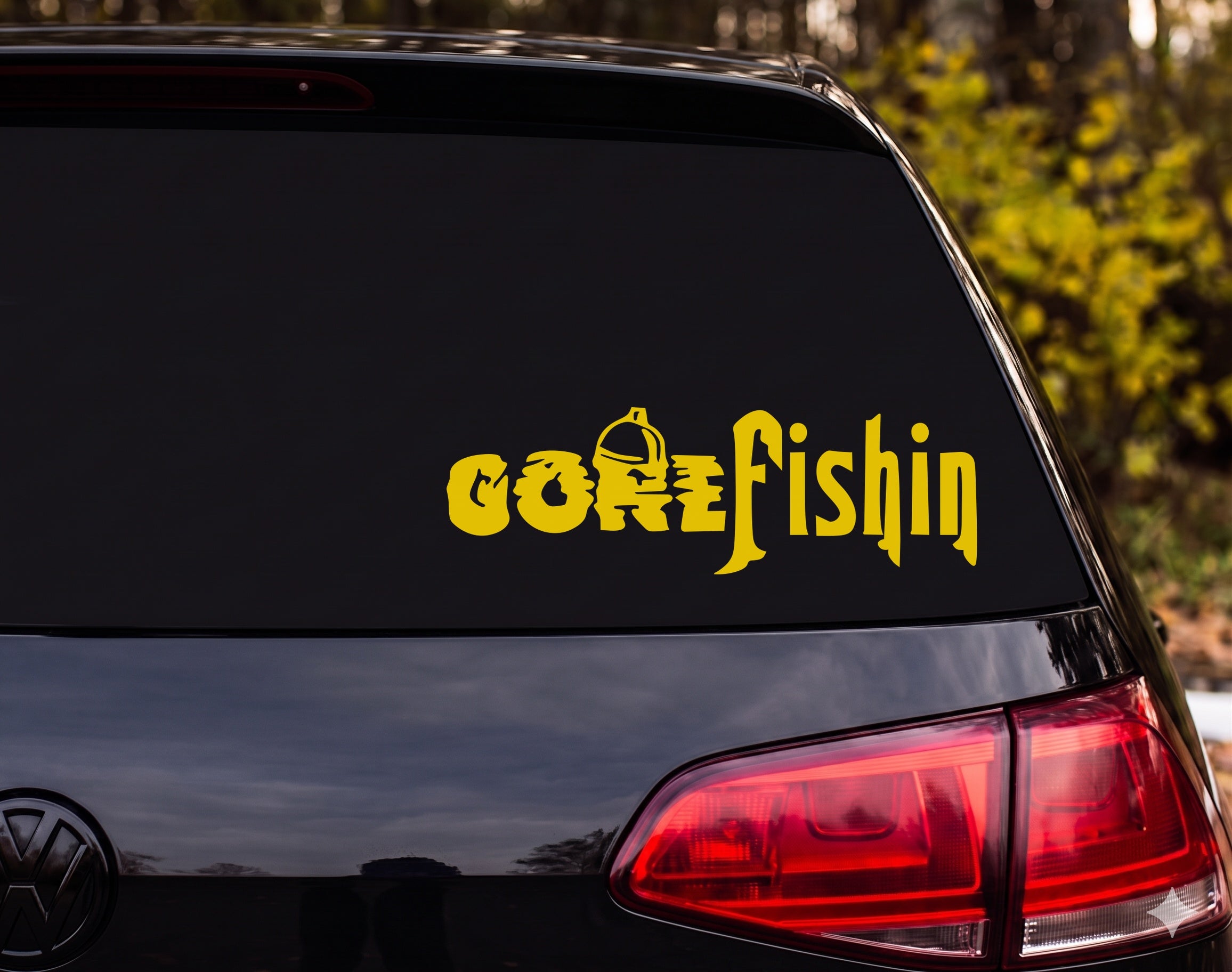GONE Fishin Bobber Letter Vinyl Decal Sticker Car Window Laptop - Yellow