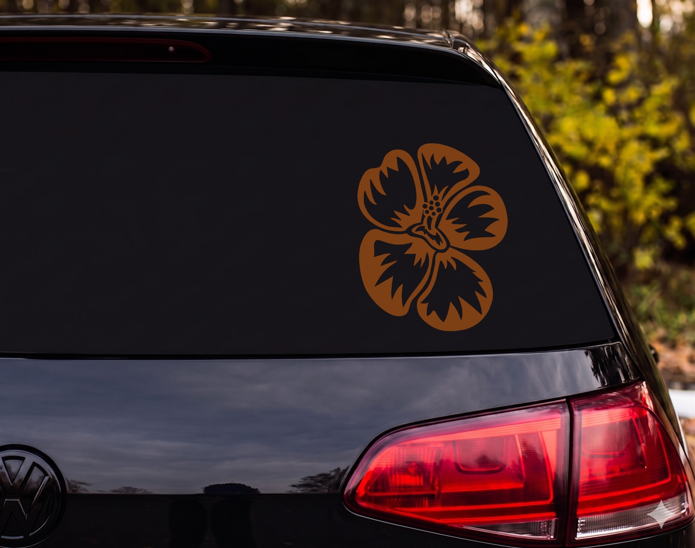 Hibiscus Flower Tribal Hawaiian Bold Black White Vinyl Decal Sticker Car Window - Brown