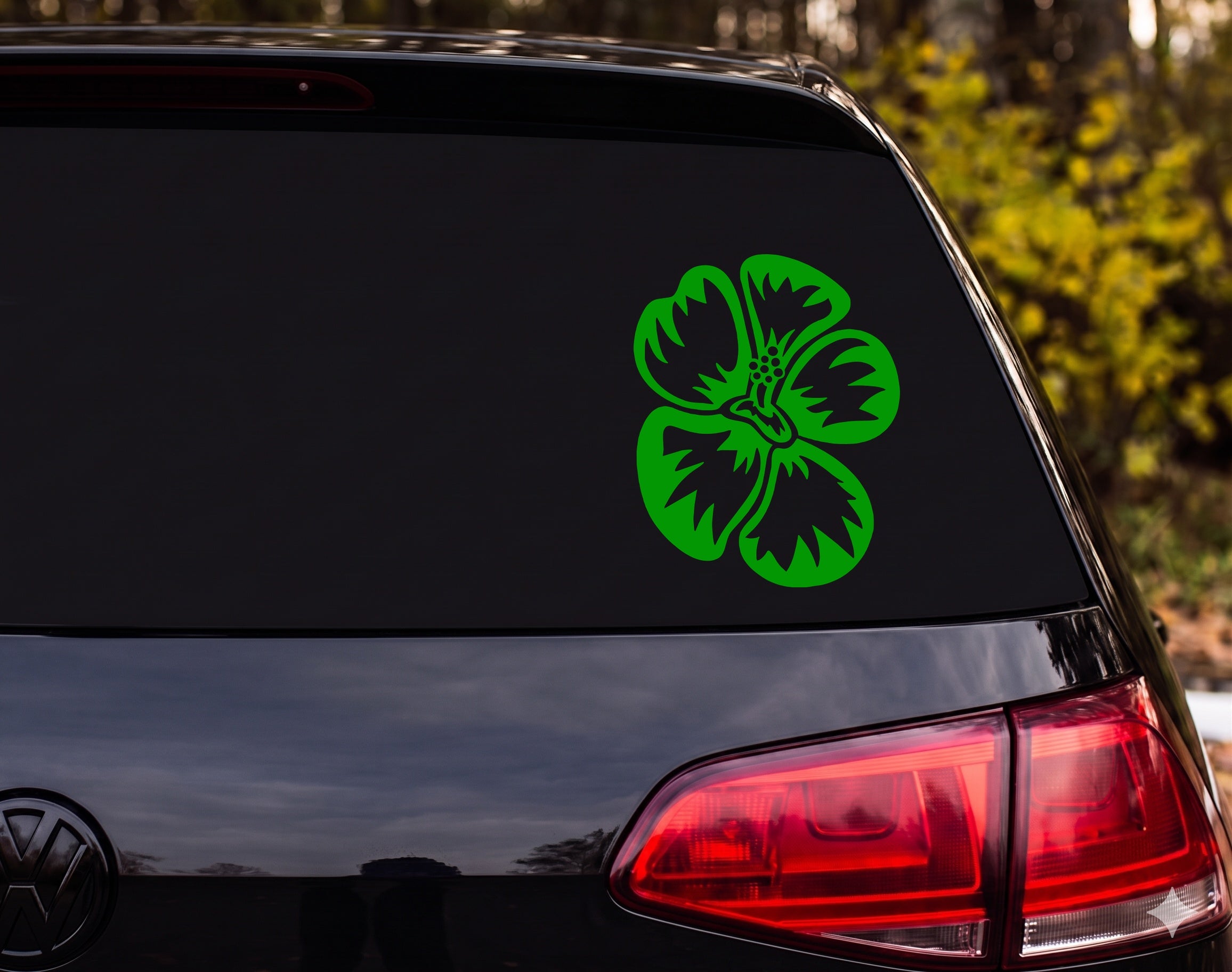 Hibiscus Flower Tribal Hawaiian Bold Black White Vinyl Decal Sticker Car Window - Green
