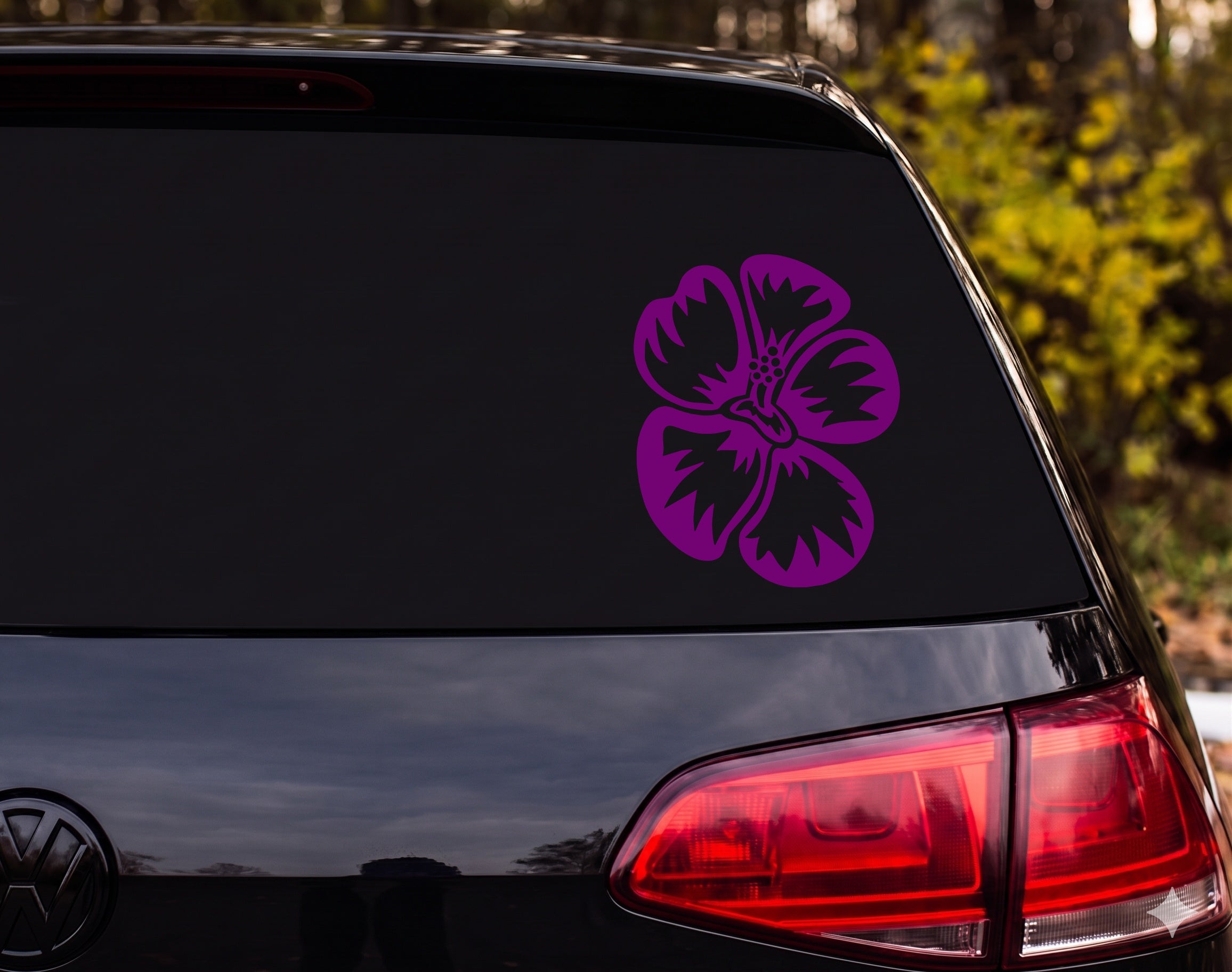 Hibiscus Flower Tribal Hawaiian Bold Black White Vinyl Decal Sticker Car Window - Purple